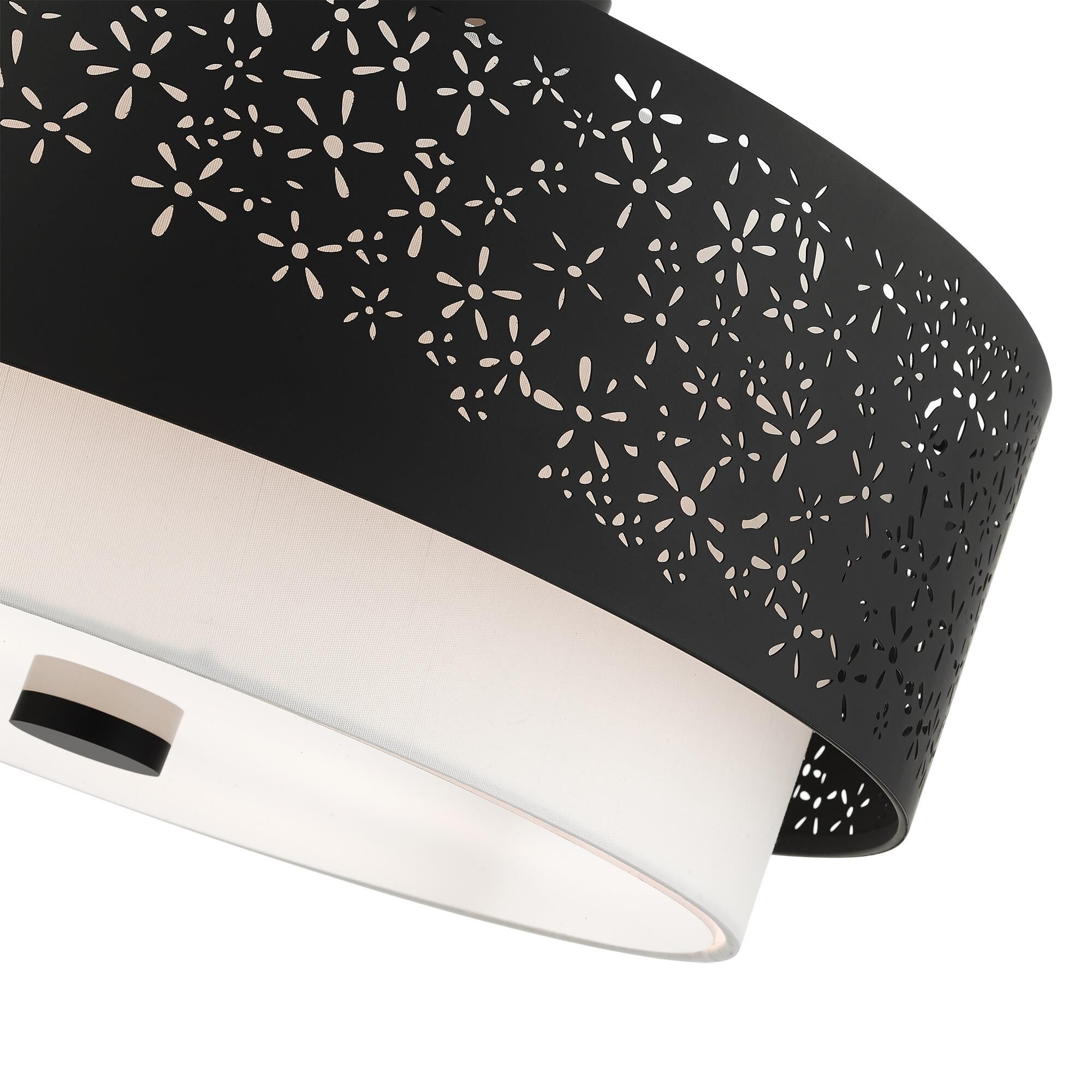 Shown in Black finish and Hand Crafted Hardback  Completely Finished With Off-White Color Fabric Outside and Inside shade