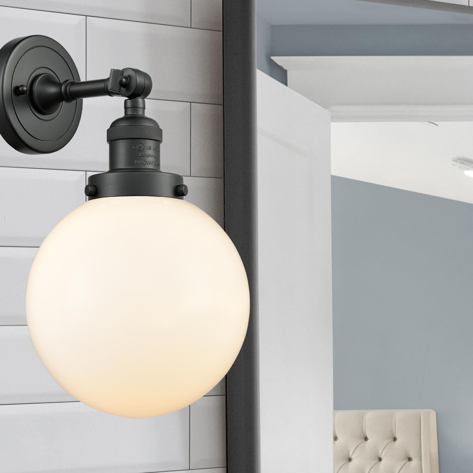 Shown in Matte Black finish and Matte White Cased glass and No Accent accent