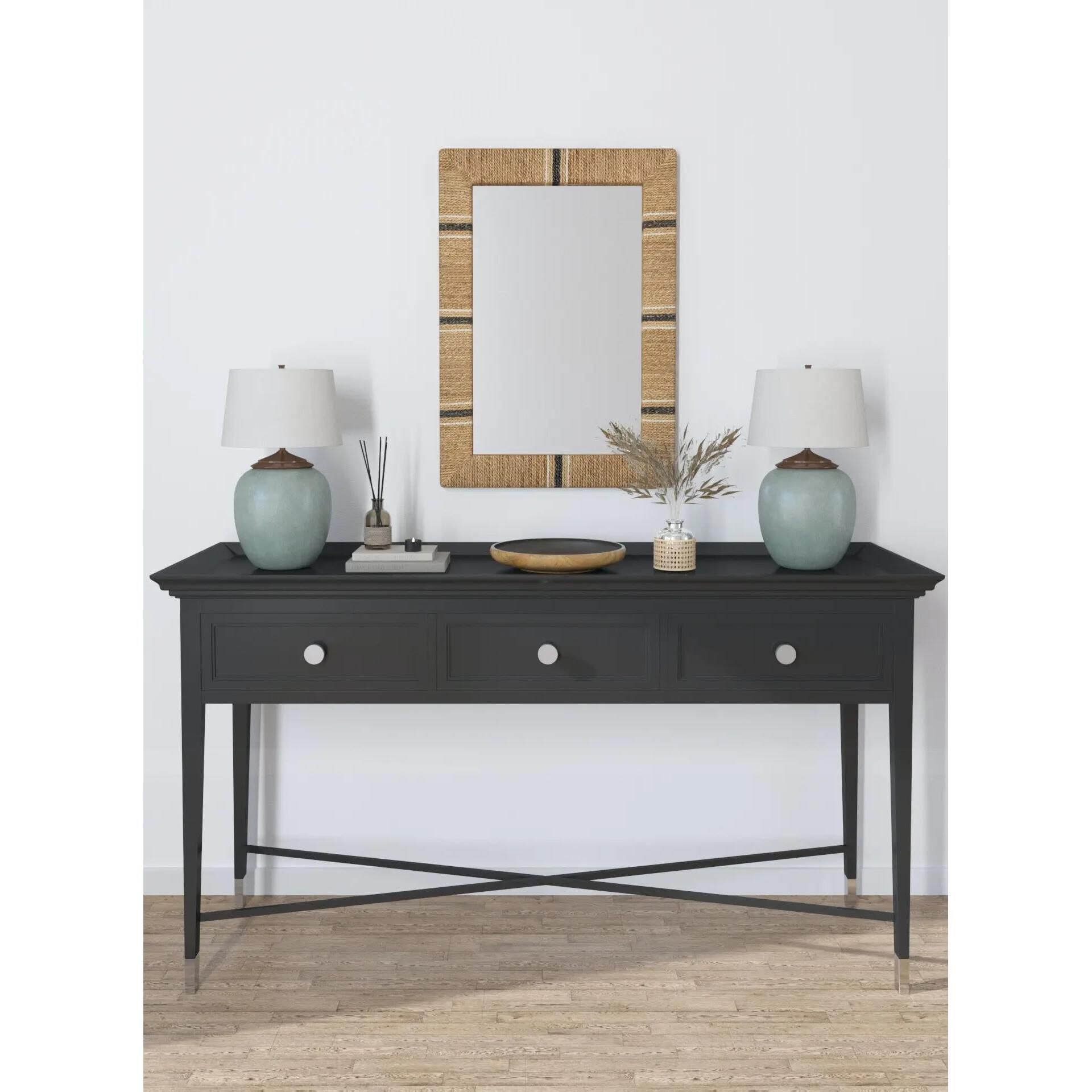 Shown in Natural, Navy, and Tan Jute finish