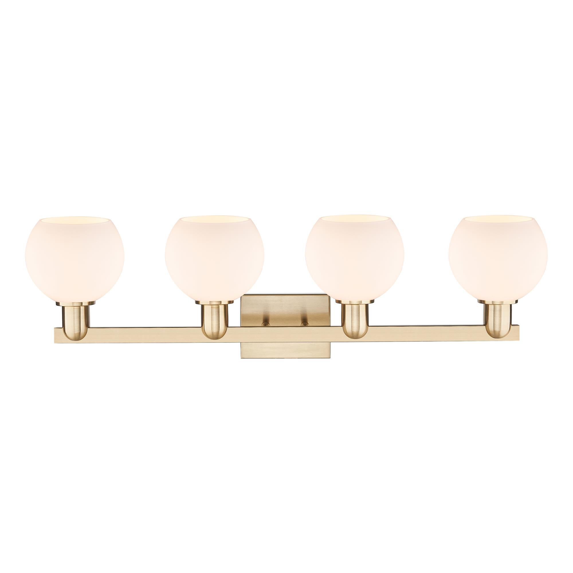 Shown in Champagne Bronze finish and Matte White glass