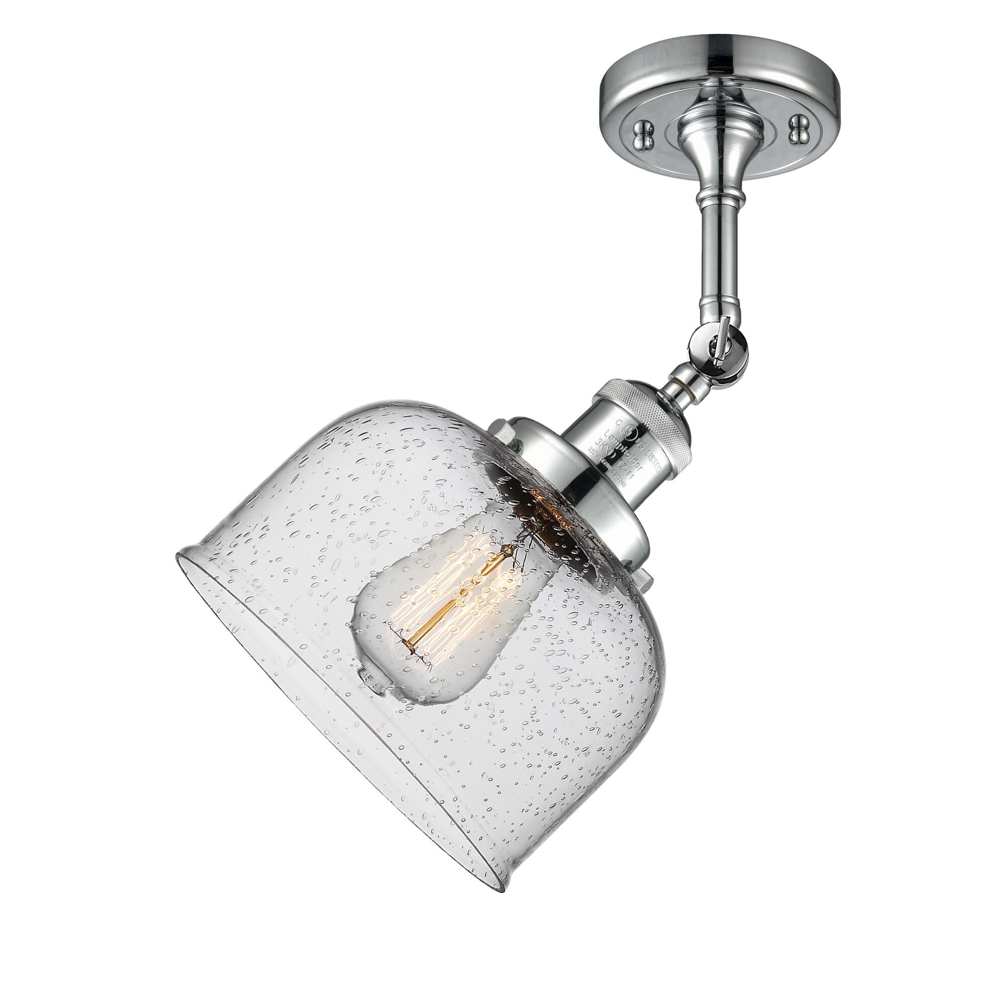 Shown in Polished Chrome finish and Seedy glass and None accent
