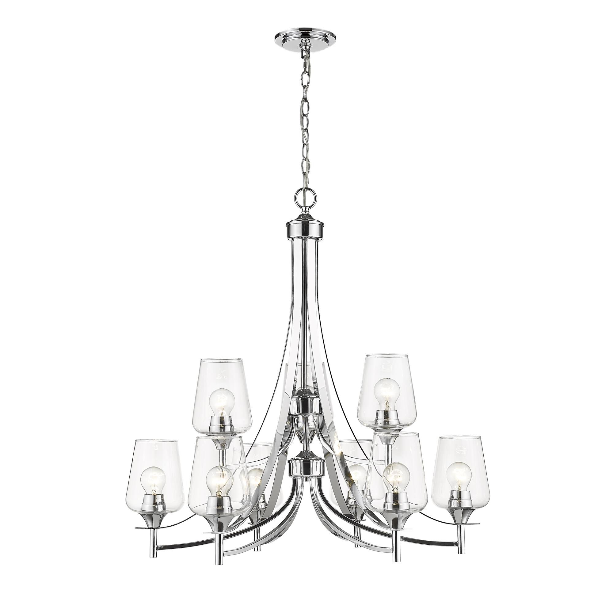 Shown in Chrome finish and Glass shade