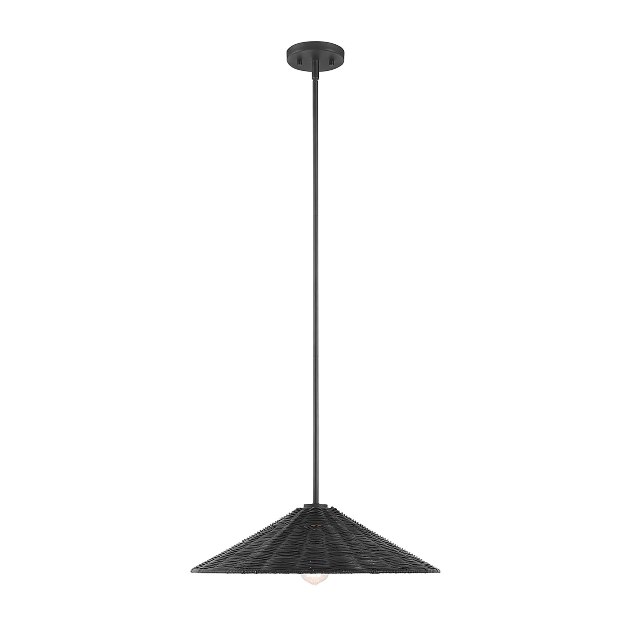 Shown in Matte Black finish and Natural Rattan shade