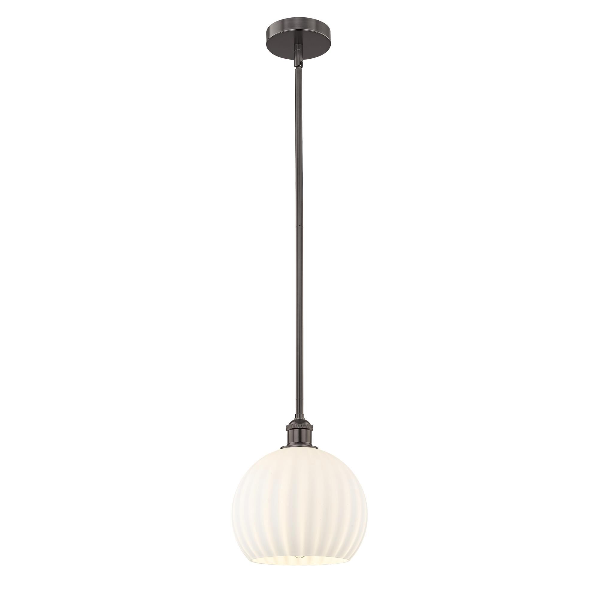 Shown in Oil Rubbed Bronze finish and White Venetian glass