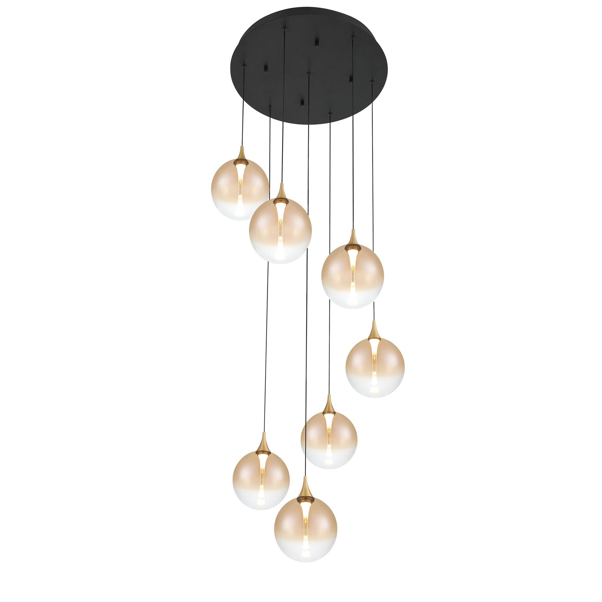 Shown in Gold finish and Amber glass