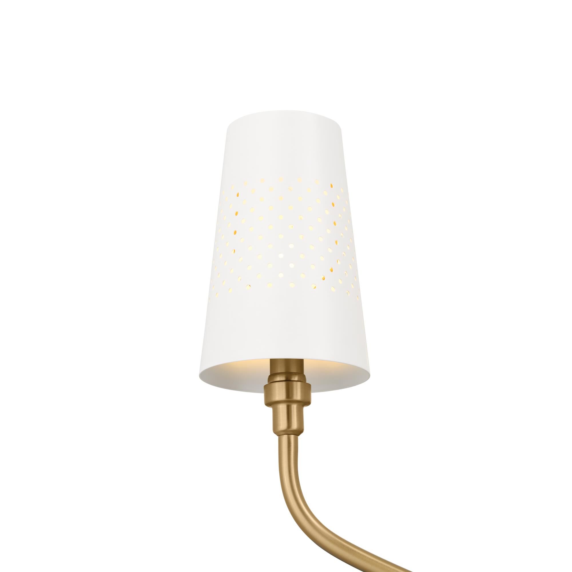 Shown in Brushed Natural Brass finish and Metal and Bell shade