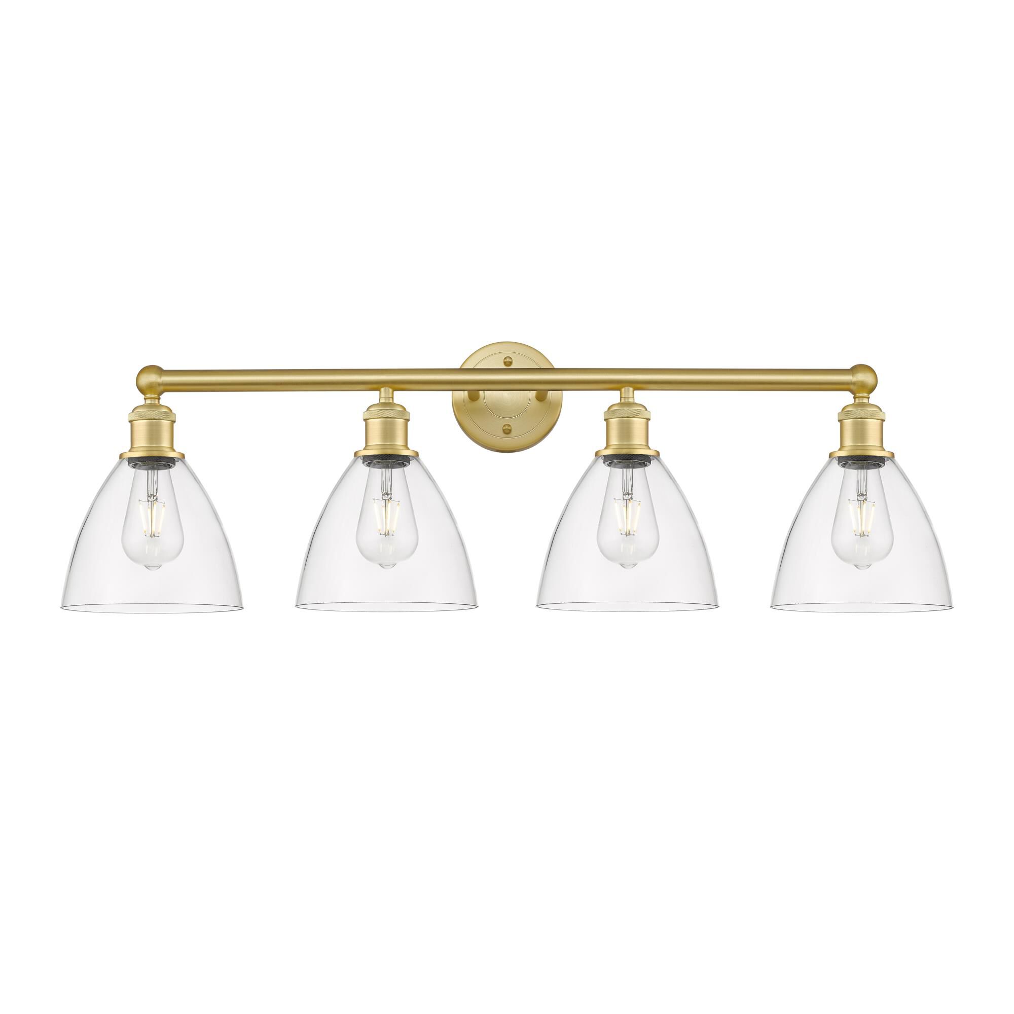 Shown in Satin Gold finish and Clear glass