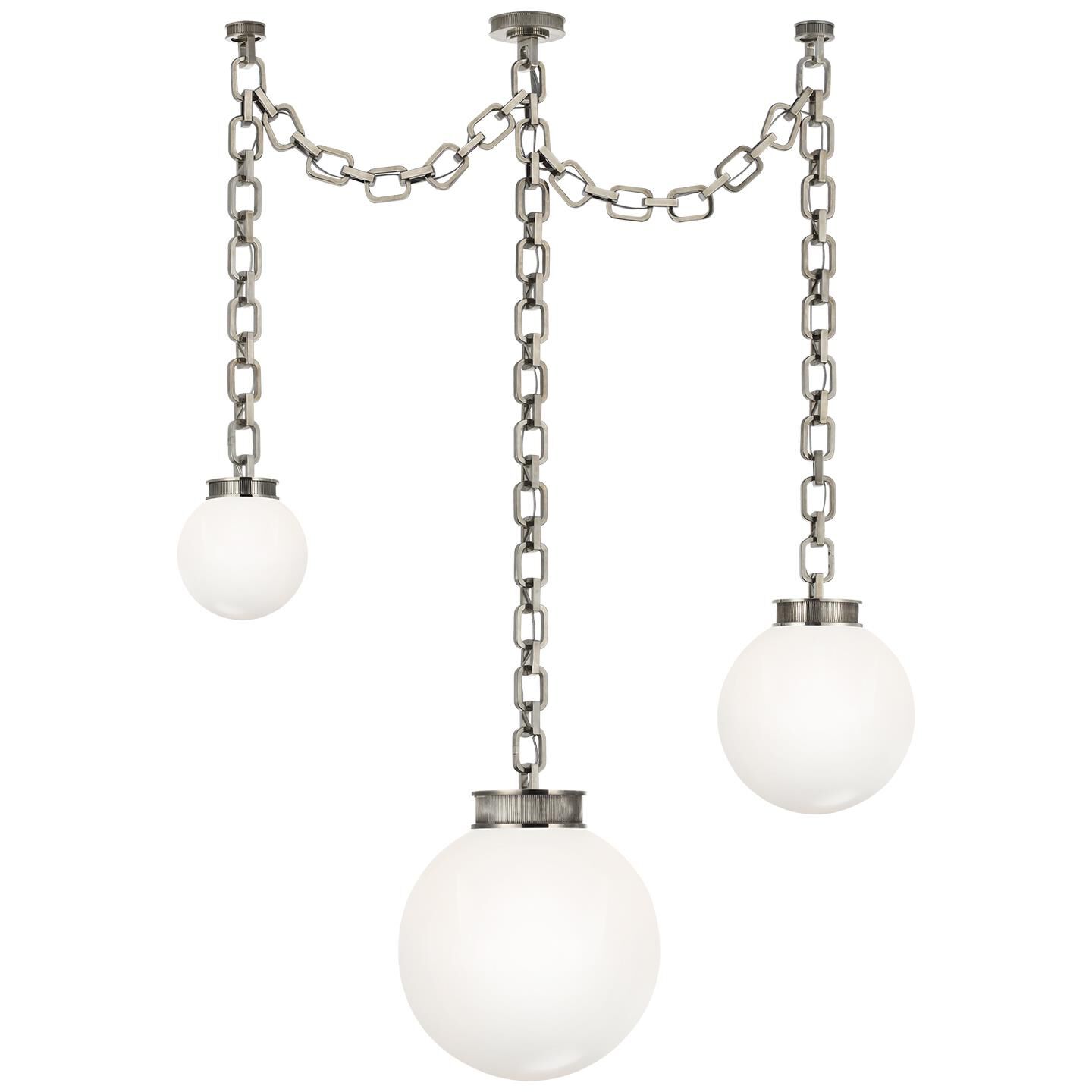 Shown in Pewter finish and White glass