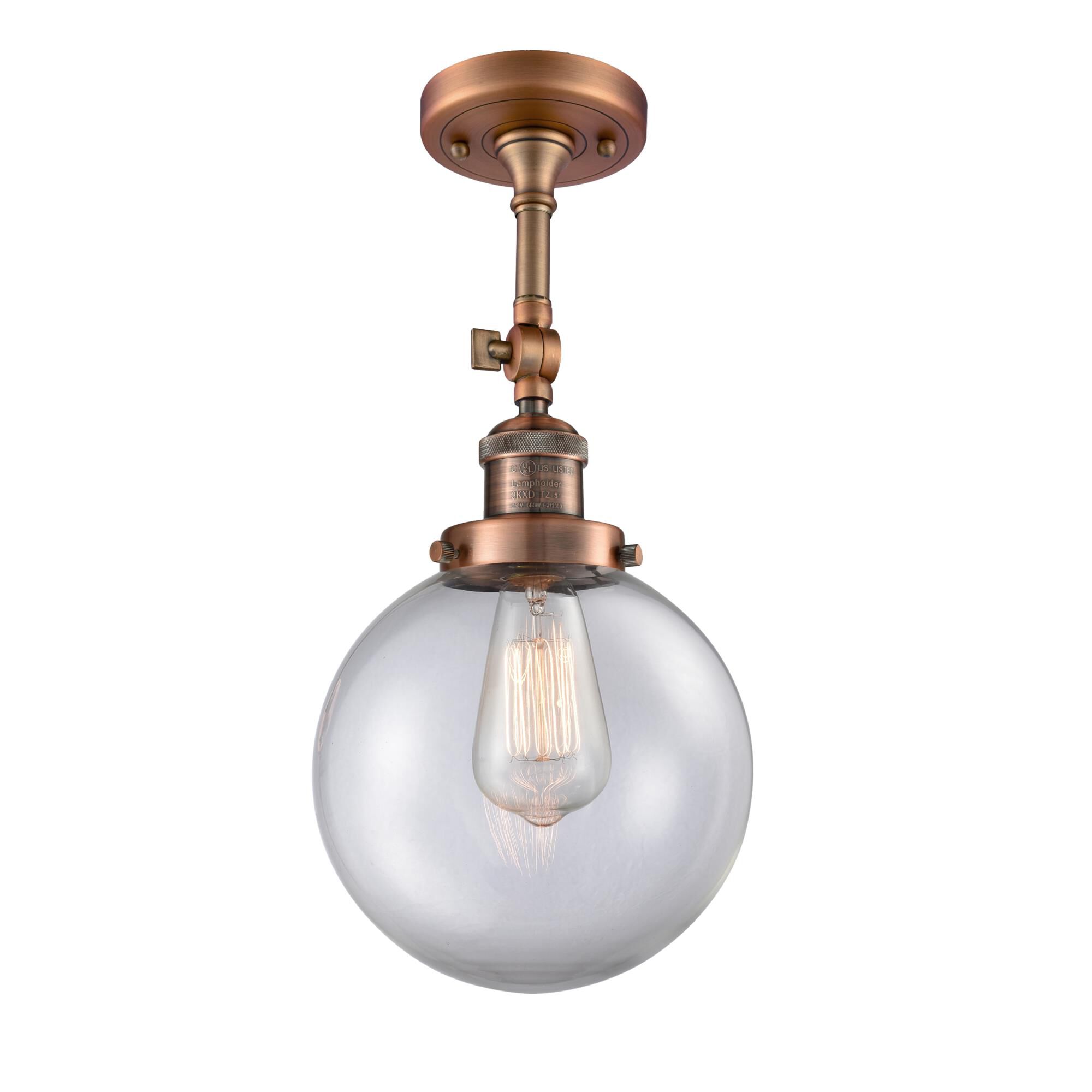 Shown in Antique Copper finish and Clear glass and No Accent accent