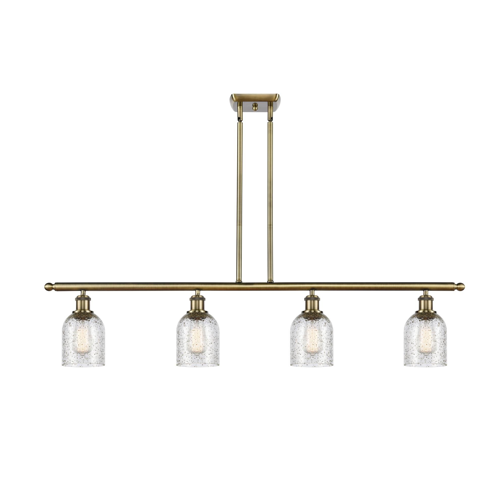 Shown in Antique Brass finish and Bell glass and Glass shade