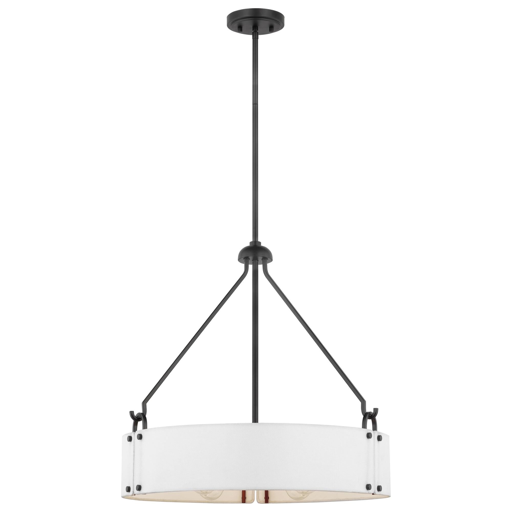 Shown in Matte Black finish and White Linen shade