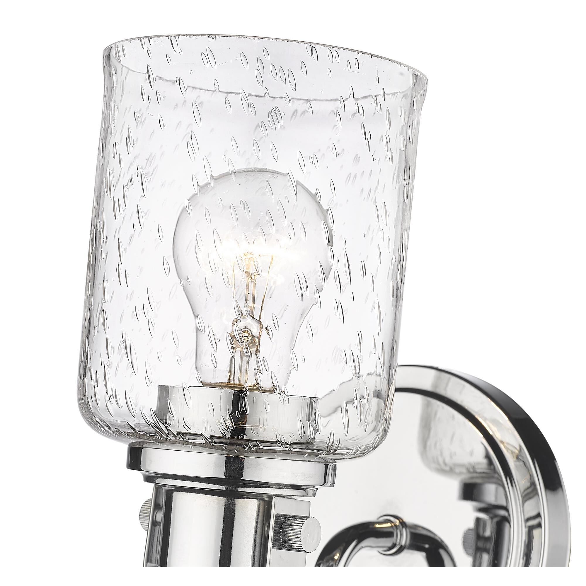 Shown in Chrome finish and Glass shade