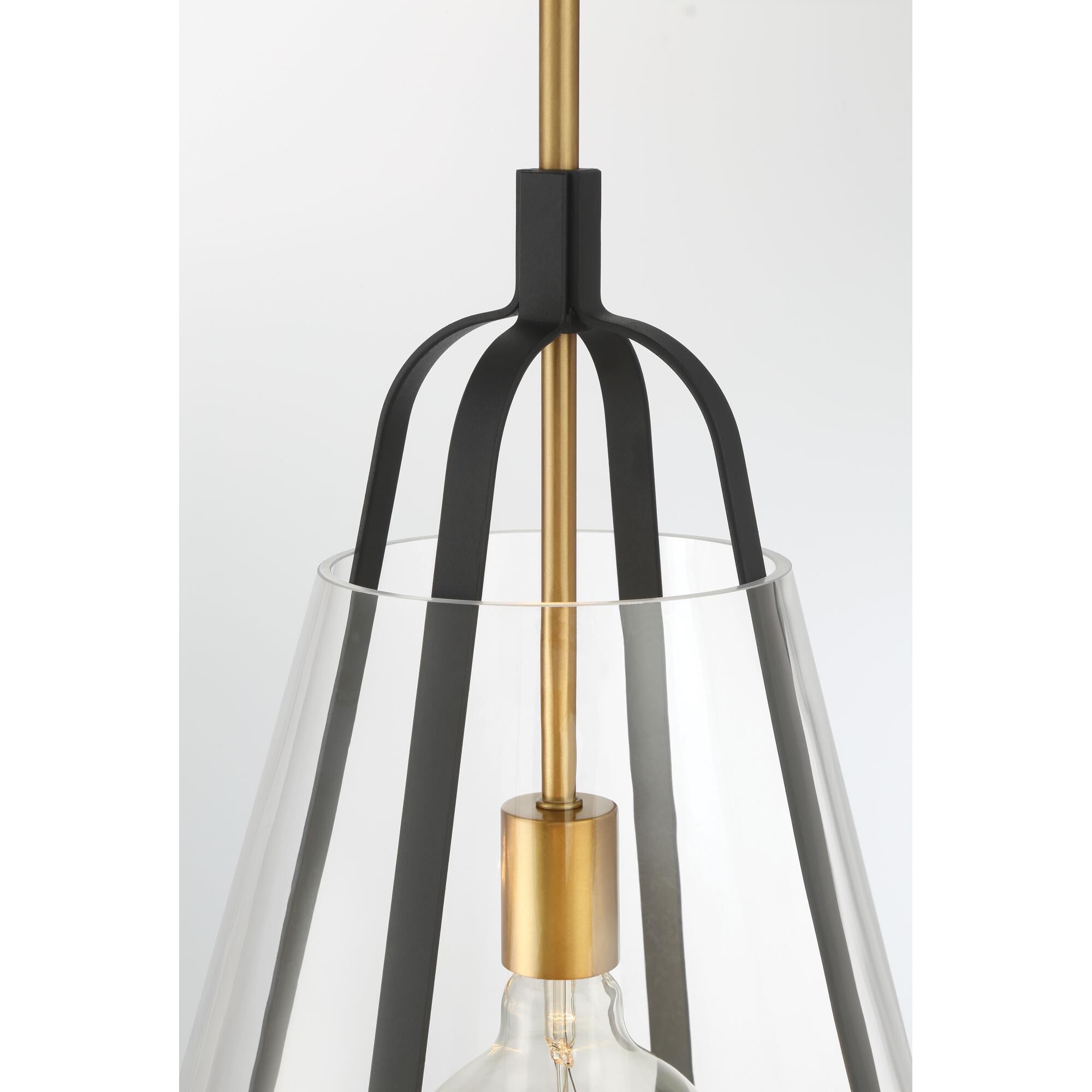 Shown in Legacy Brass & Sand Coal finish and Clear glass and Glass shade