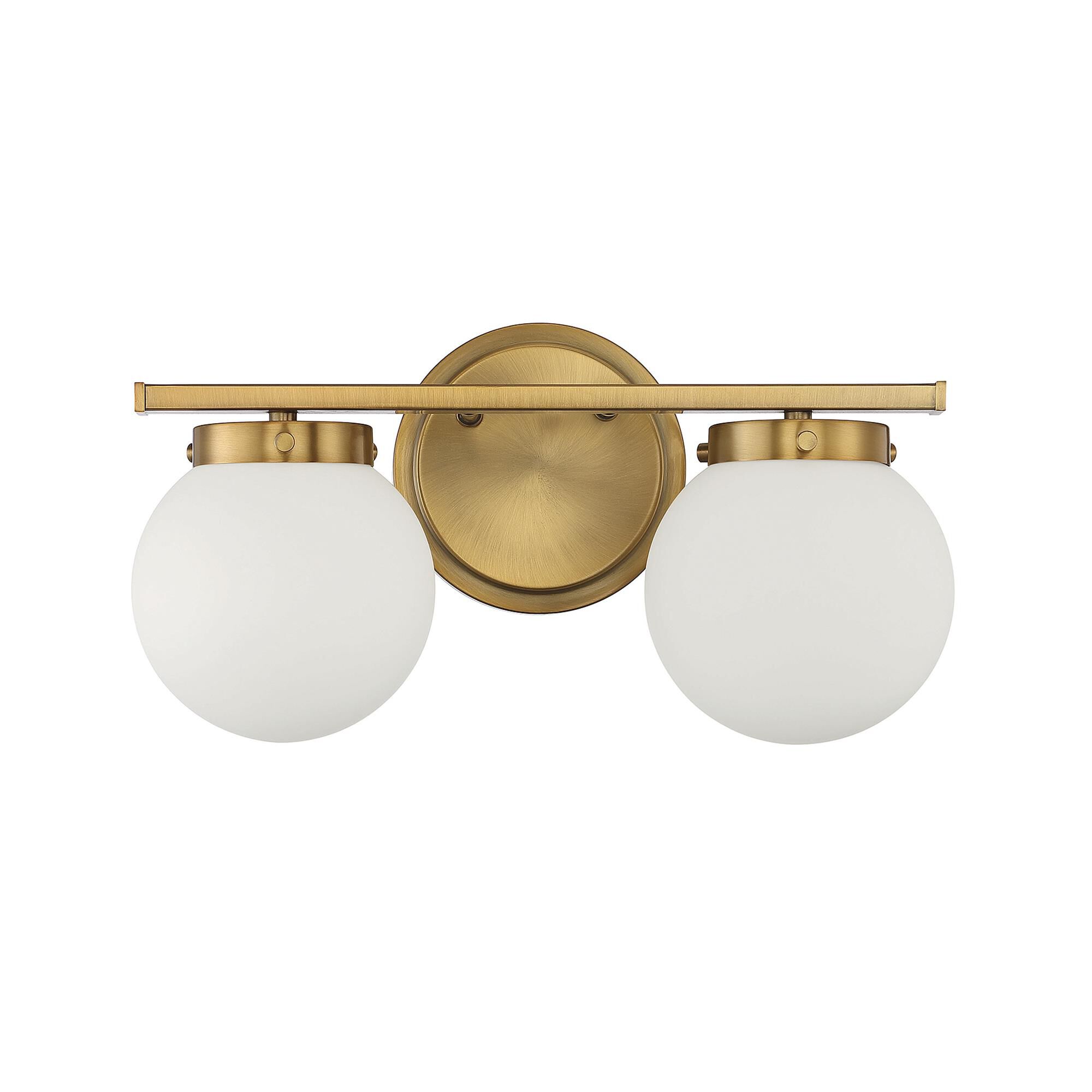 Shown in Natural Brass finish and White Opal glass