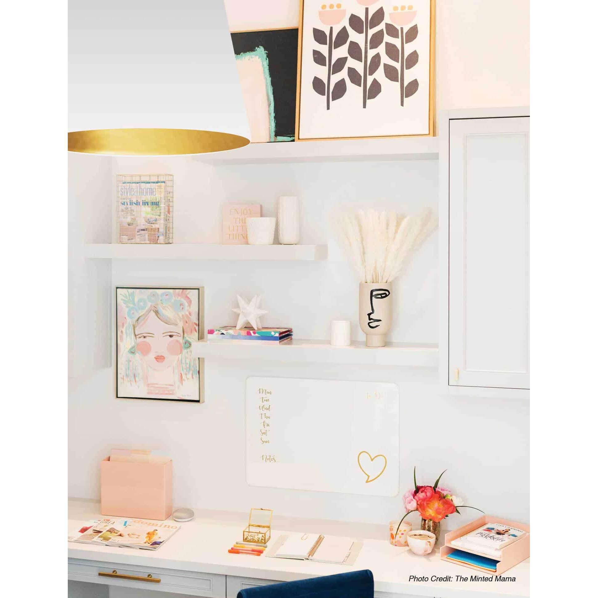 Shown in White finish and White on Gold Fabric shade