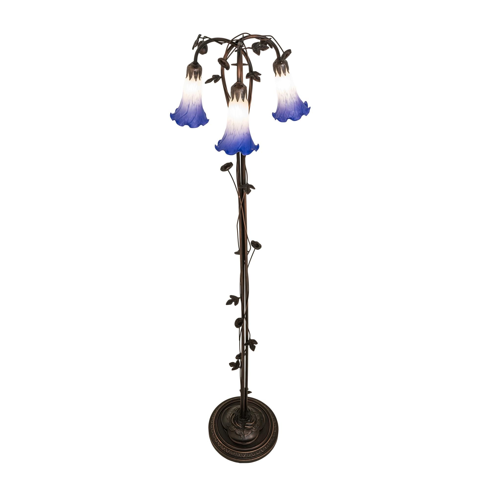 Blue and White Pond Lily 58 Inch Floor Lamp by Meyda Lighting
