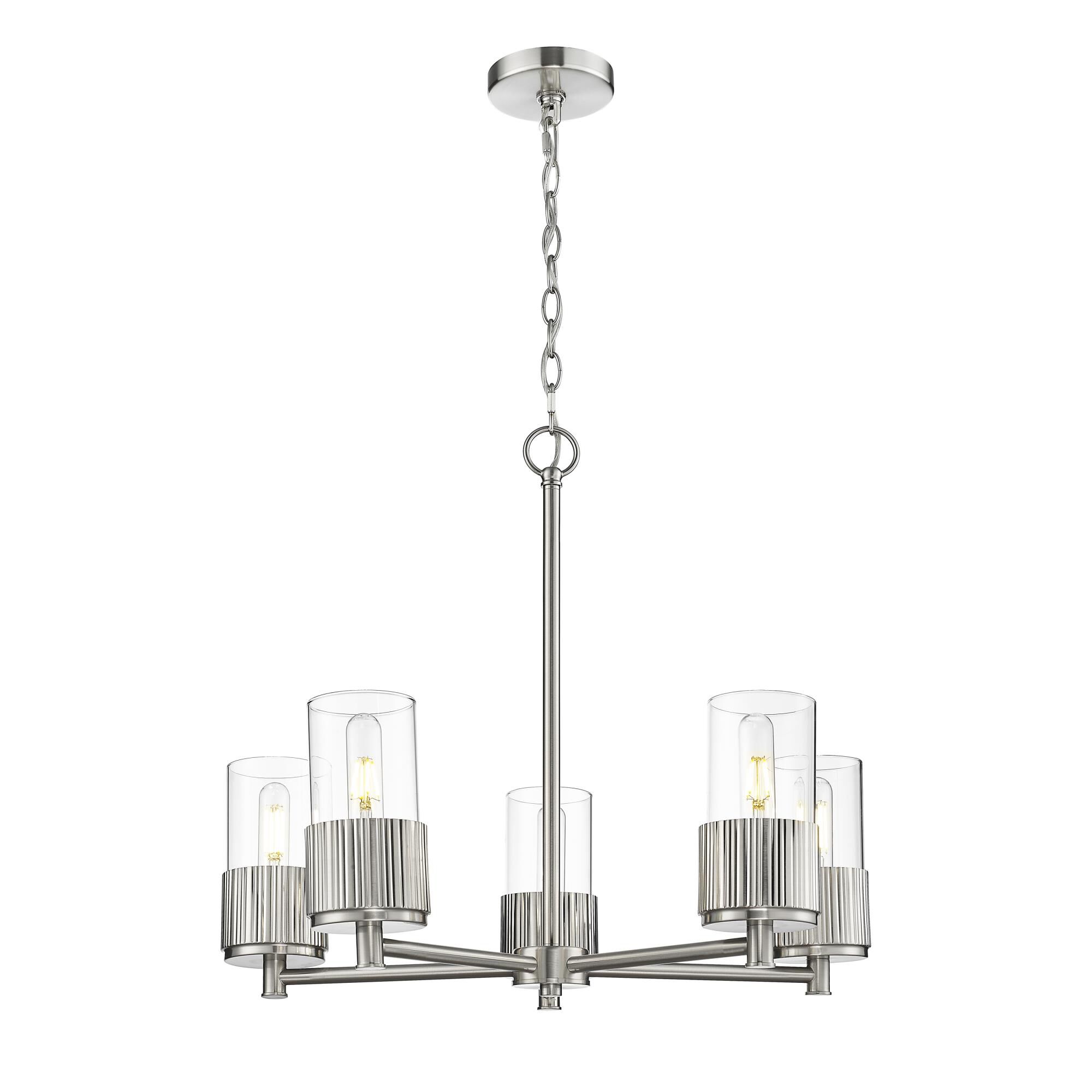 Shown in Satin Nickel finish and Clear glass