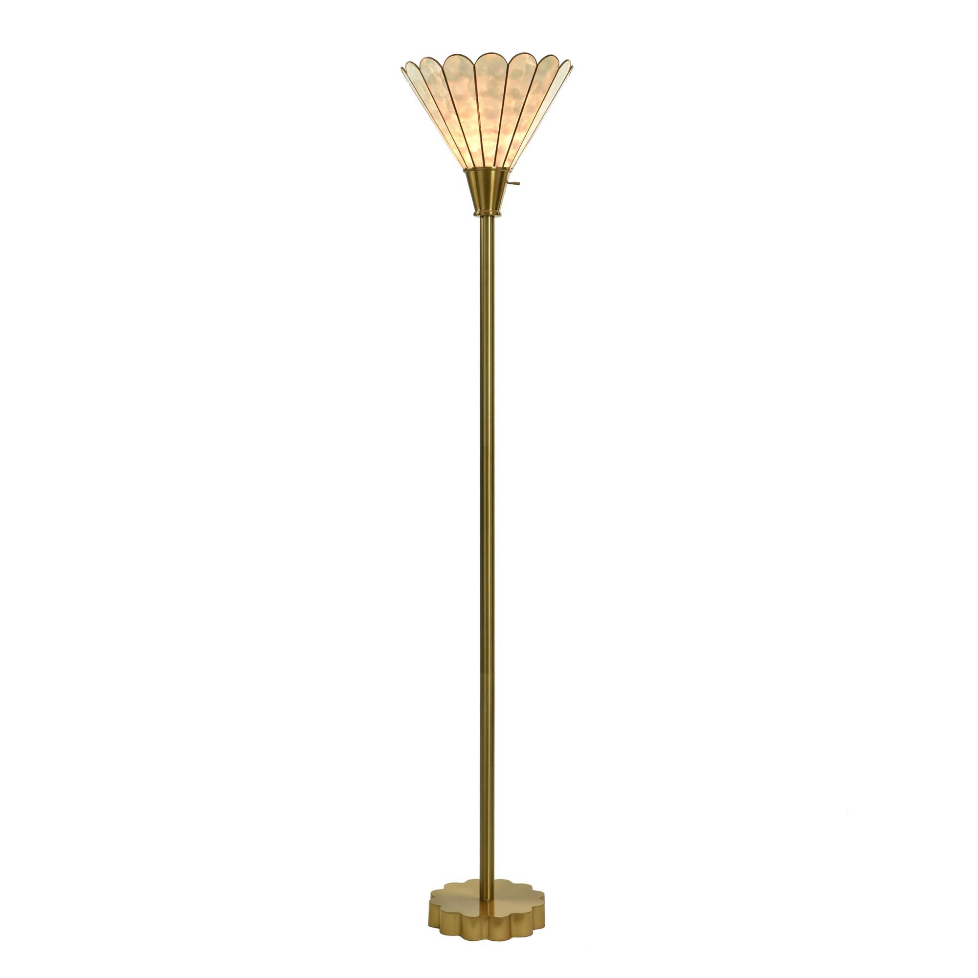 Shown in Polished Brass finish and Brass, Capiz shade