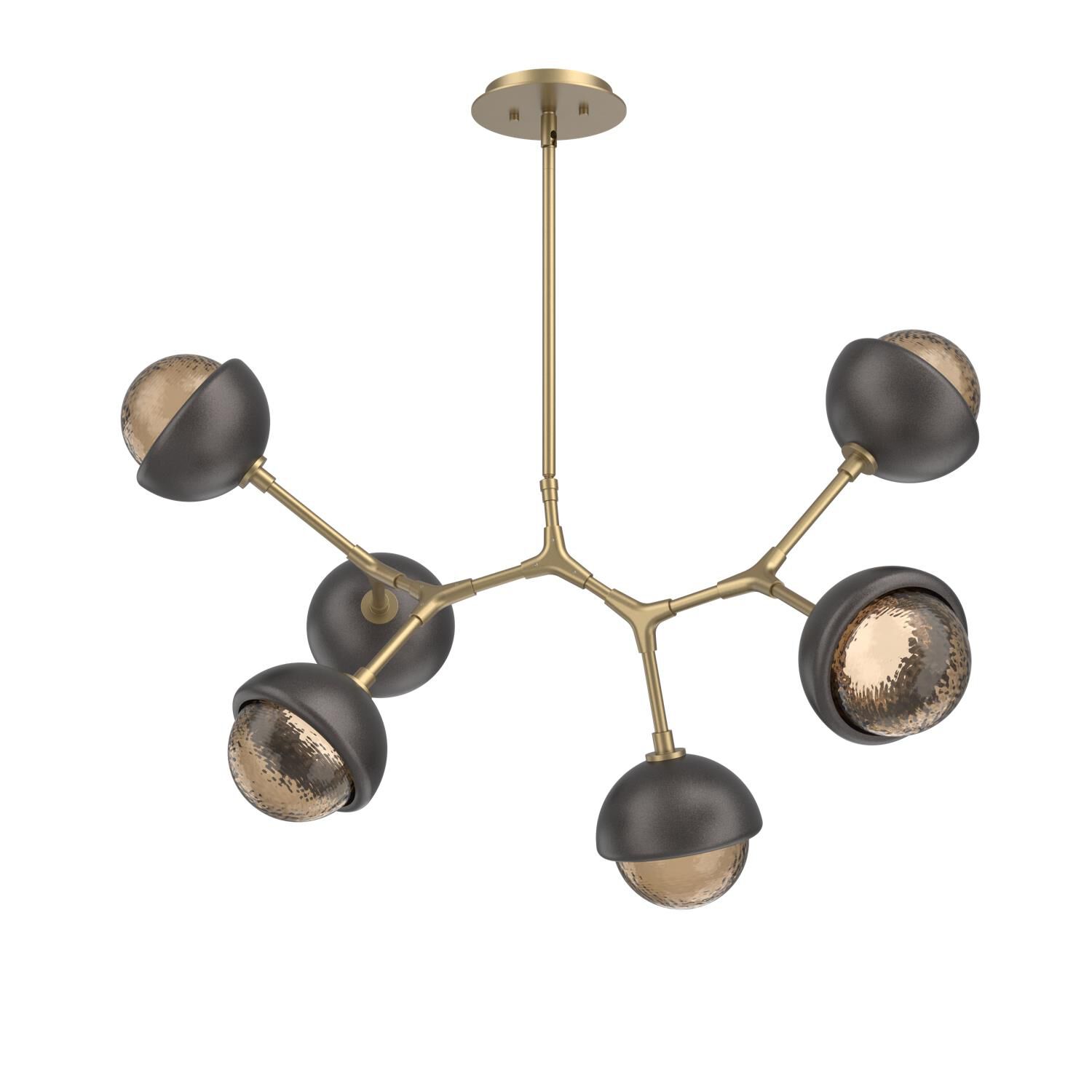 Shown in Gilded Brass finish and Bronze glass and Graphite accent