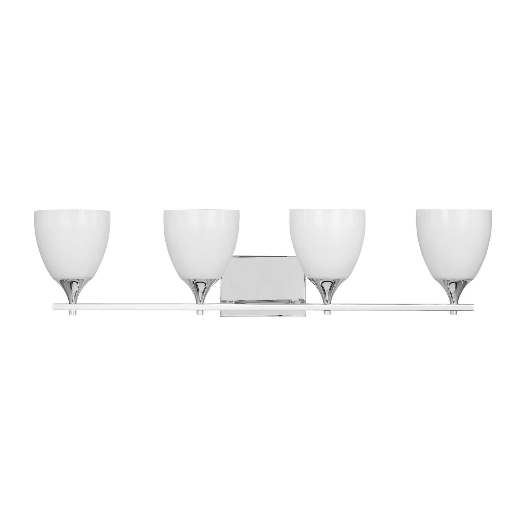 Shown in Chrome finish and Milk Glass s shade