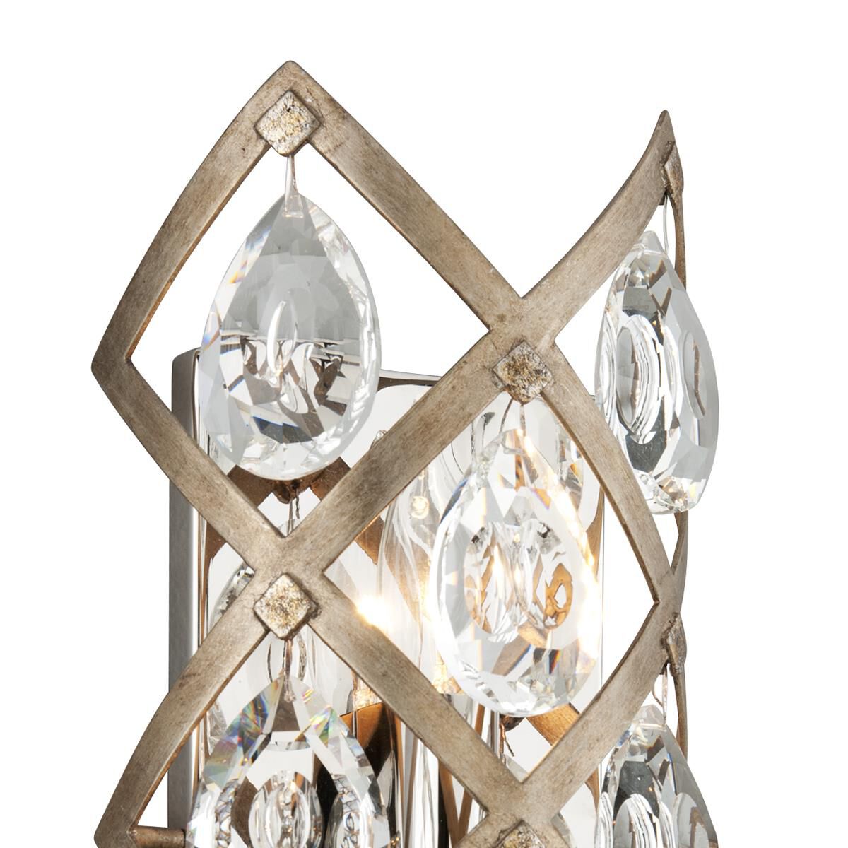 Shown in Vienna Bronze finish and Clear glass and Crystal shade