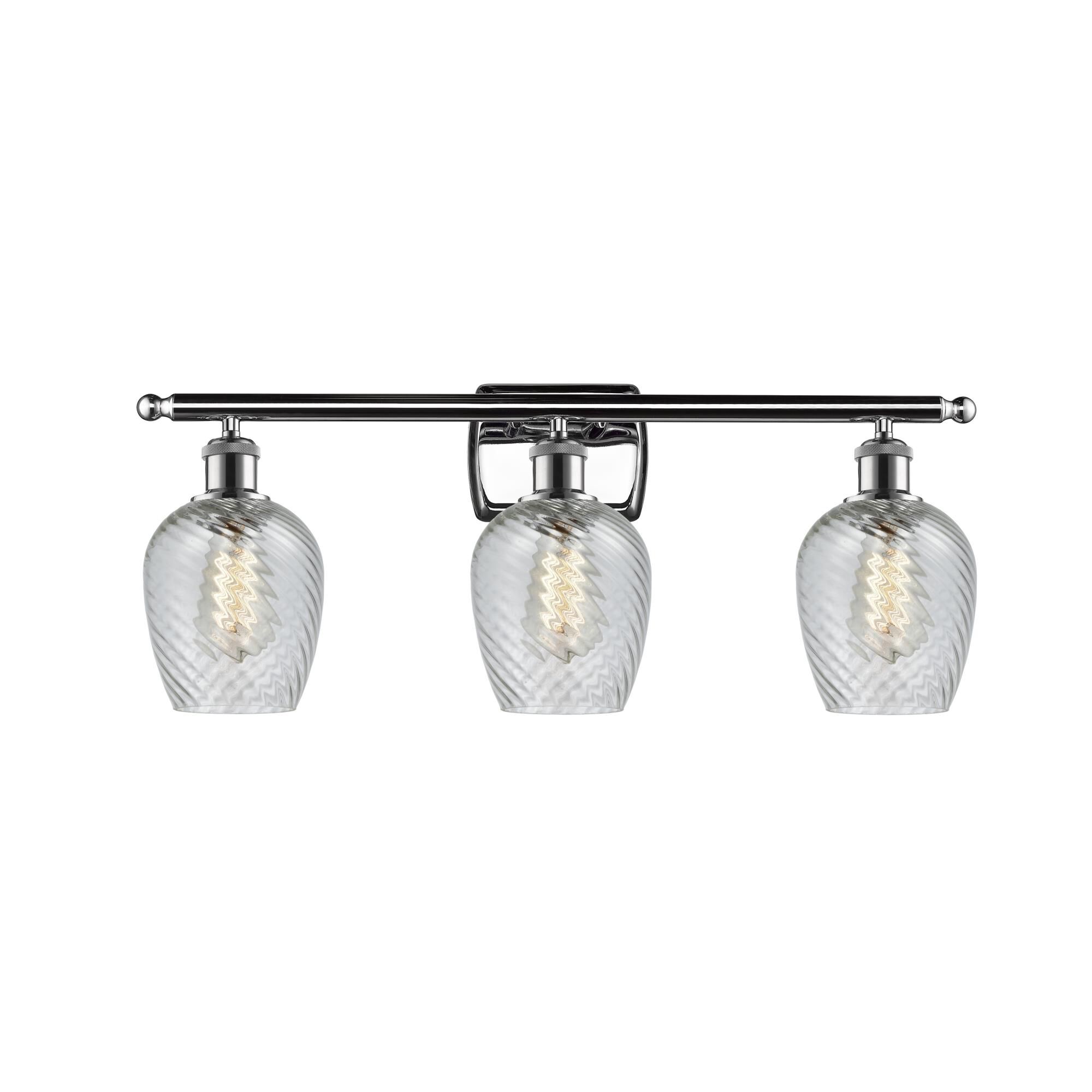 Shown in Polished Chrome finish and Clear Spiral Fluted glass