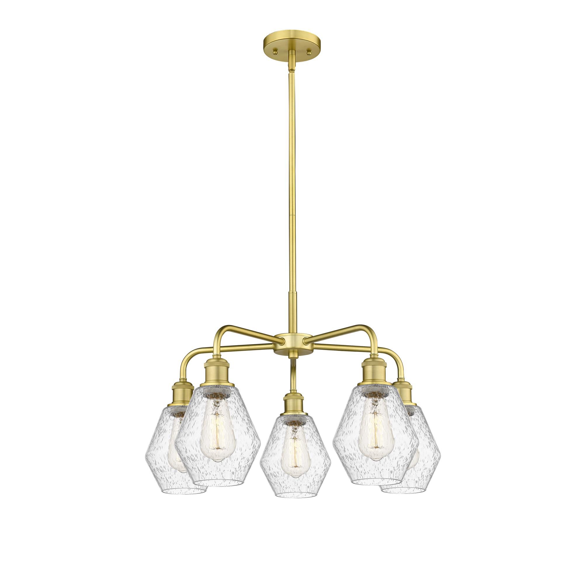 Shown in Satin Gold finish and Seedy glass