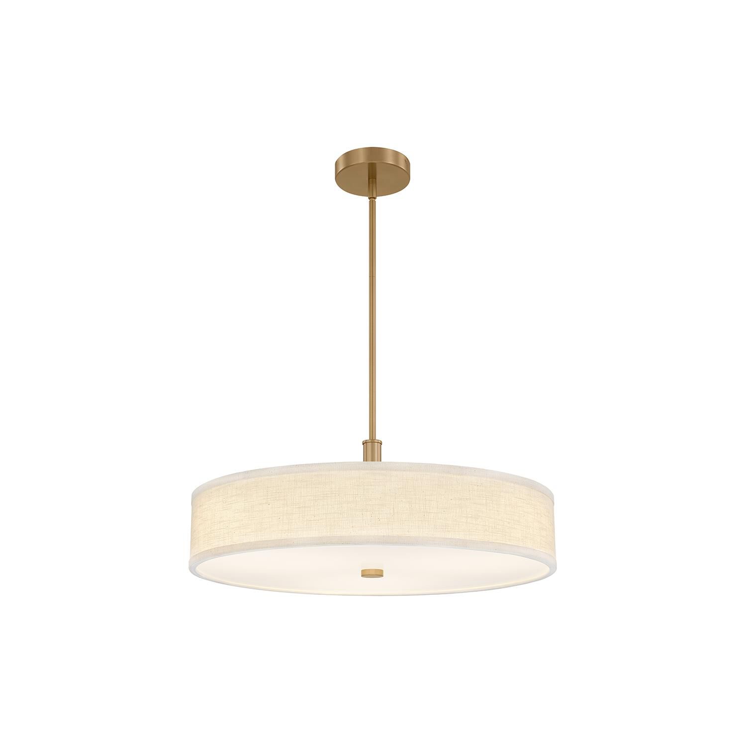 Shown in Brushed Brass finish and Cream Linen shade