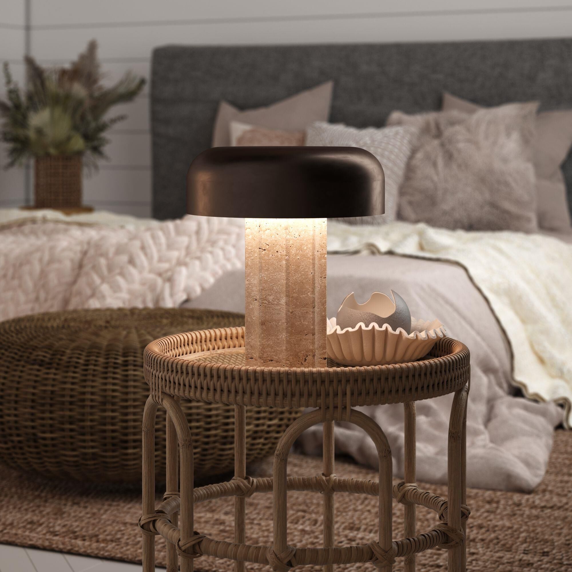 Kibun Fluted Column 15 Inch Table Lamp by Bulbrite