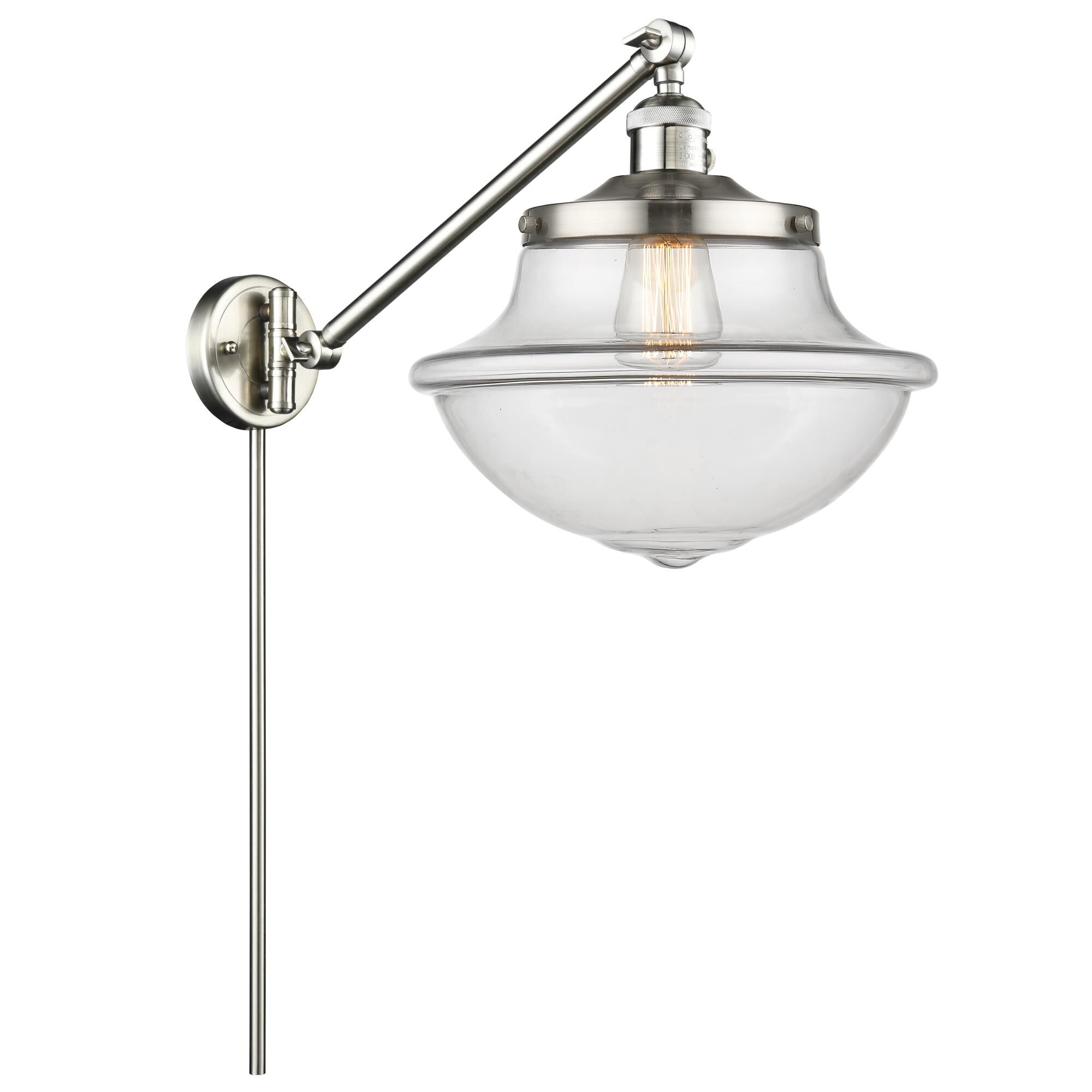 Shown in Brushed Satin Nickel finish and Clear glass