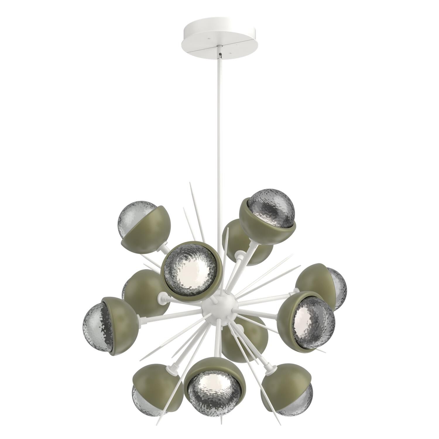 Shown in Salt White finish and Smoke glass and Sage Green accent