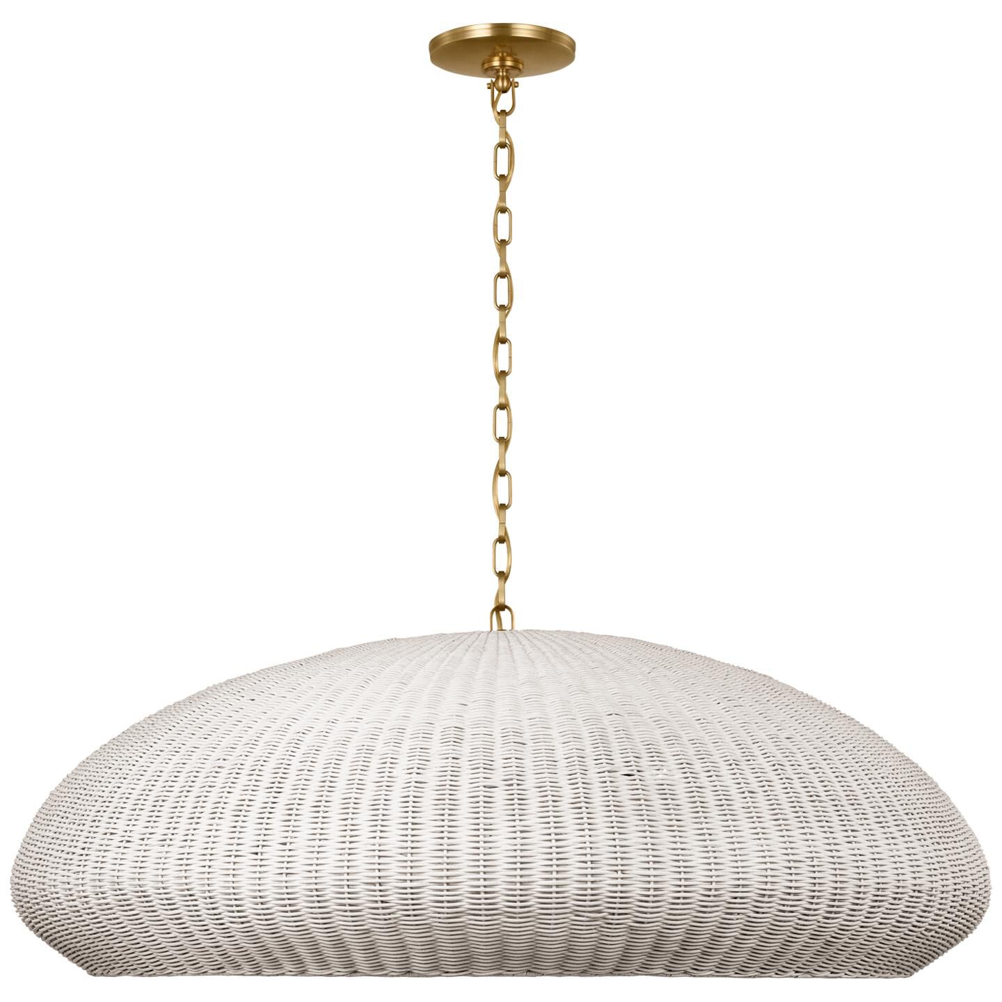Shown in Antique-Burnished Brass finish and Chalk Wicker shade