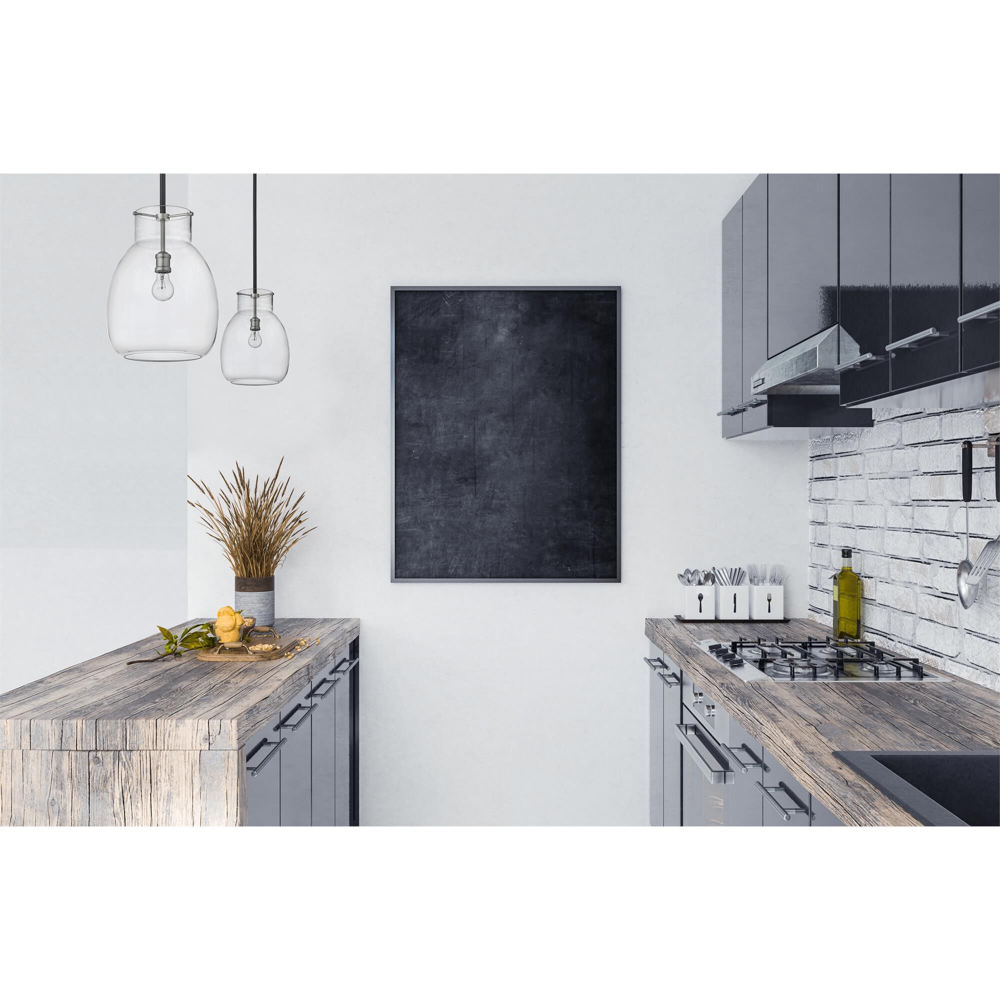 Shown in Matte Black + Brushed Nickel finish and Glass shade