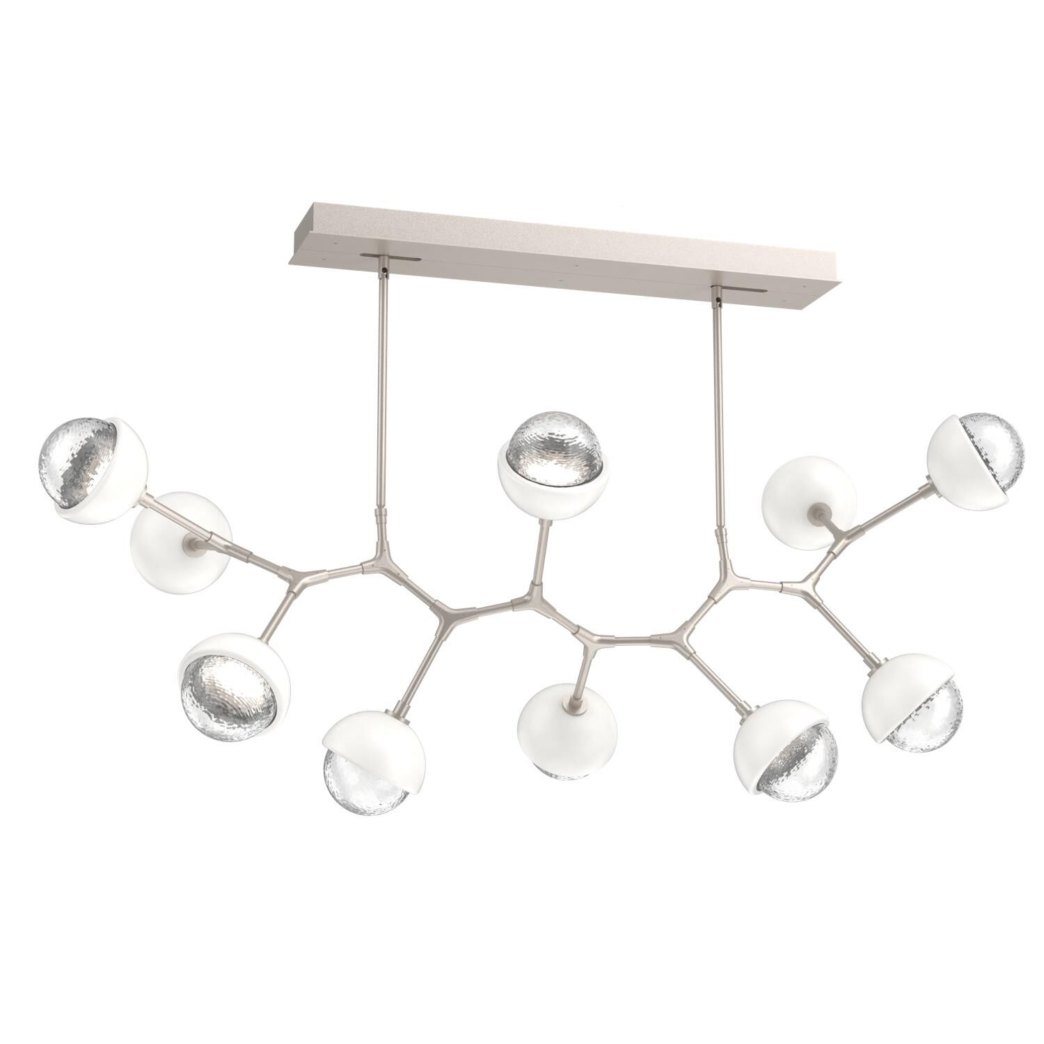 Shown in Beige Silver finish and Clear glass and Salt White accent
