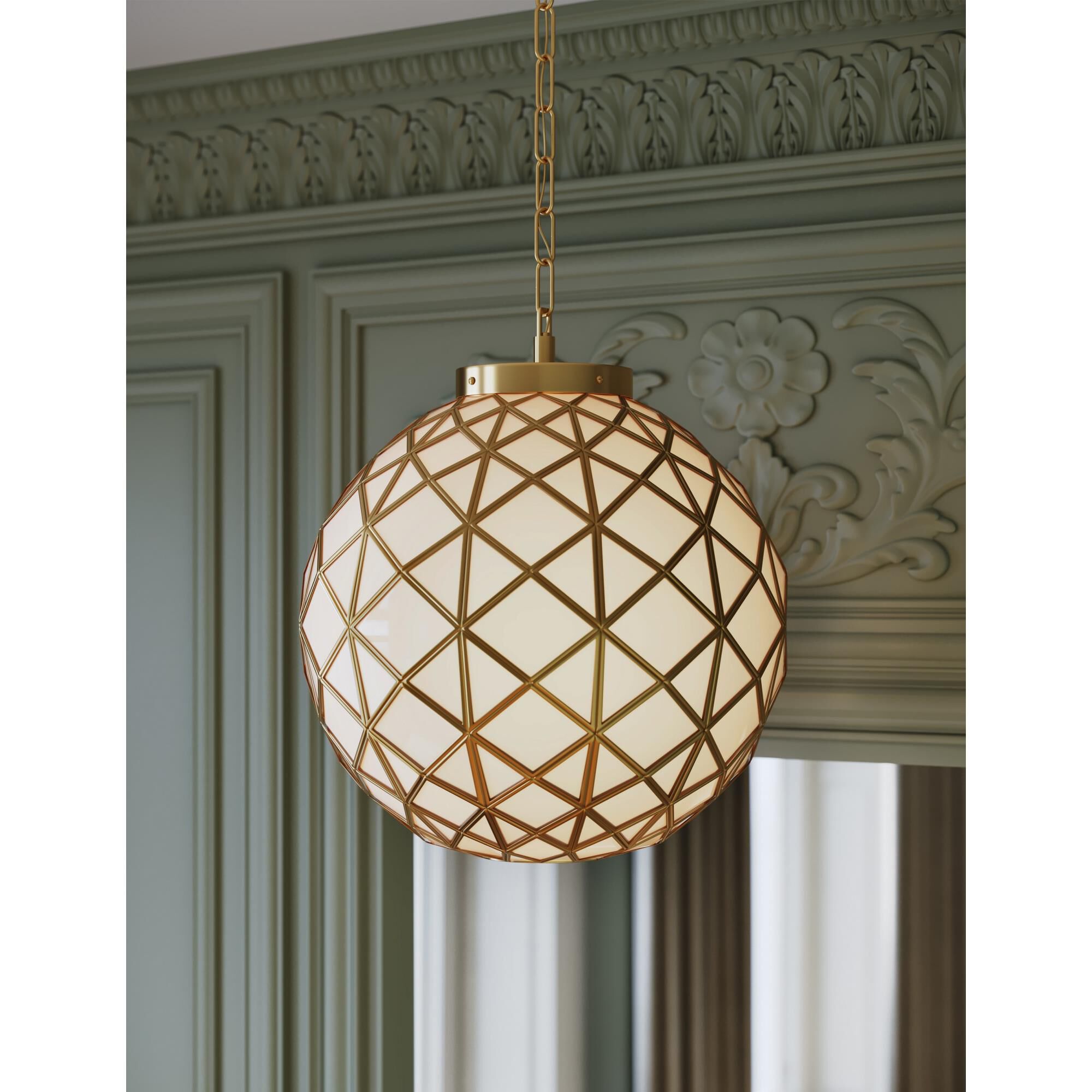 Polyhedron 16 Inch Large Pendant by Currey and Company