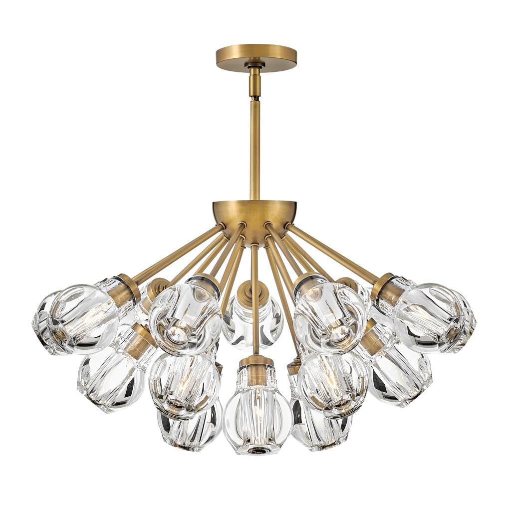 Shown in Heritage Brass finish and Clear Crystal glass