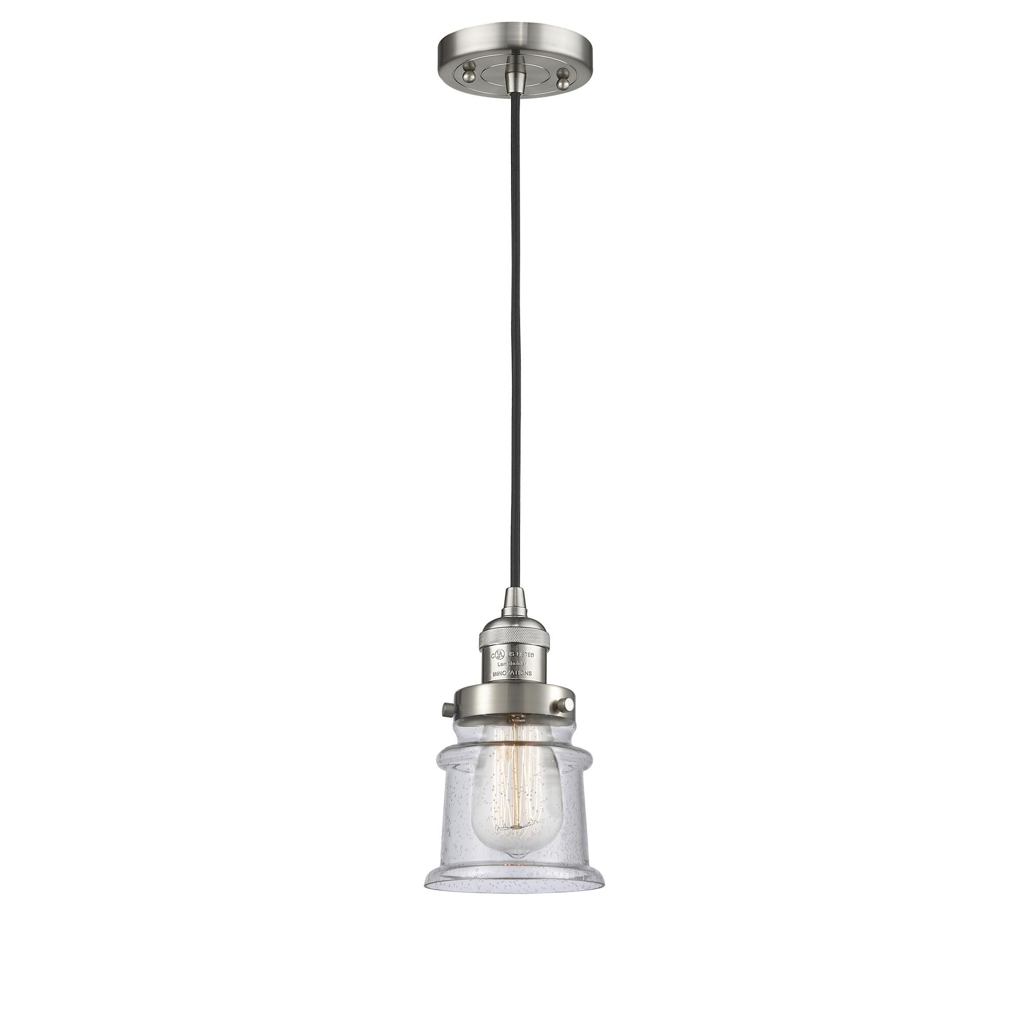 Shown in Brushed Satin Nickel finish and Seedy glass