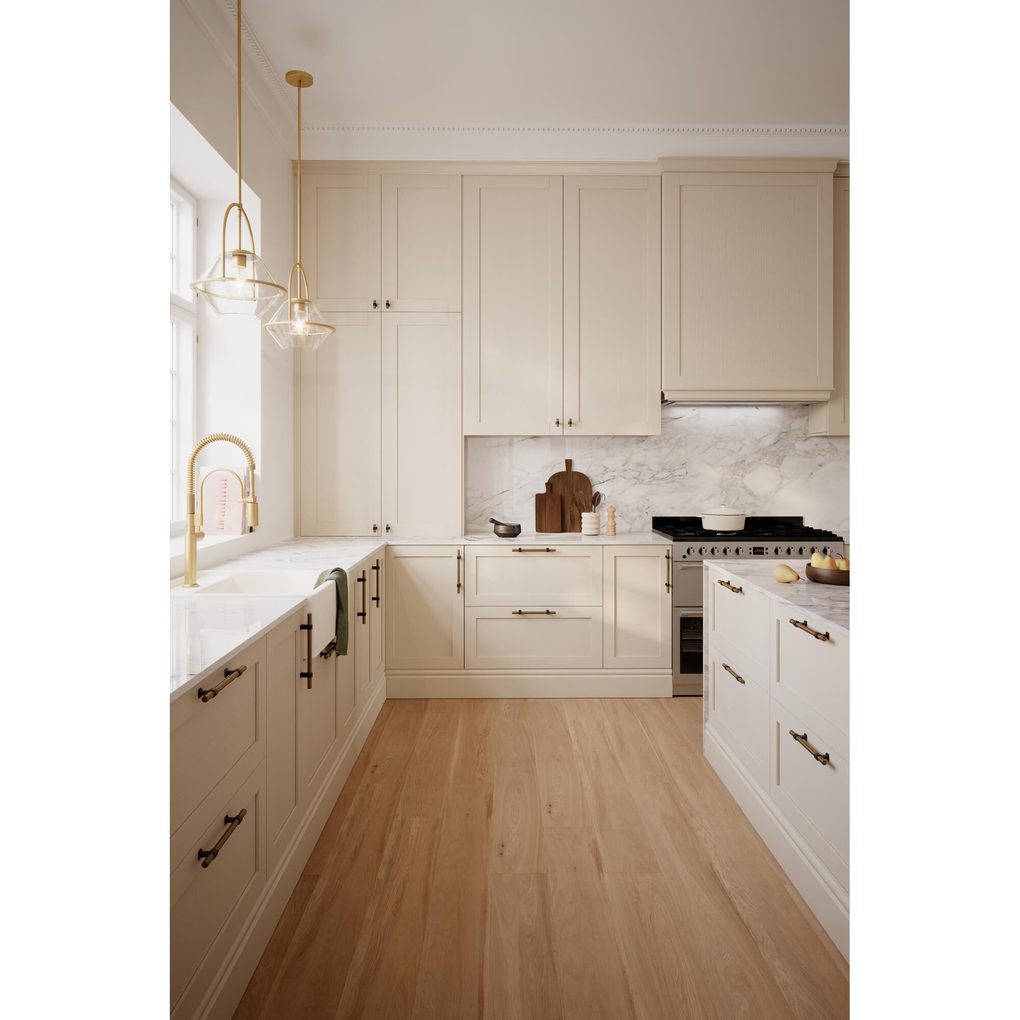 Shown in Legacy Brass finish and Clear glass