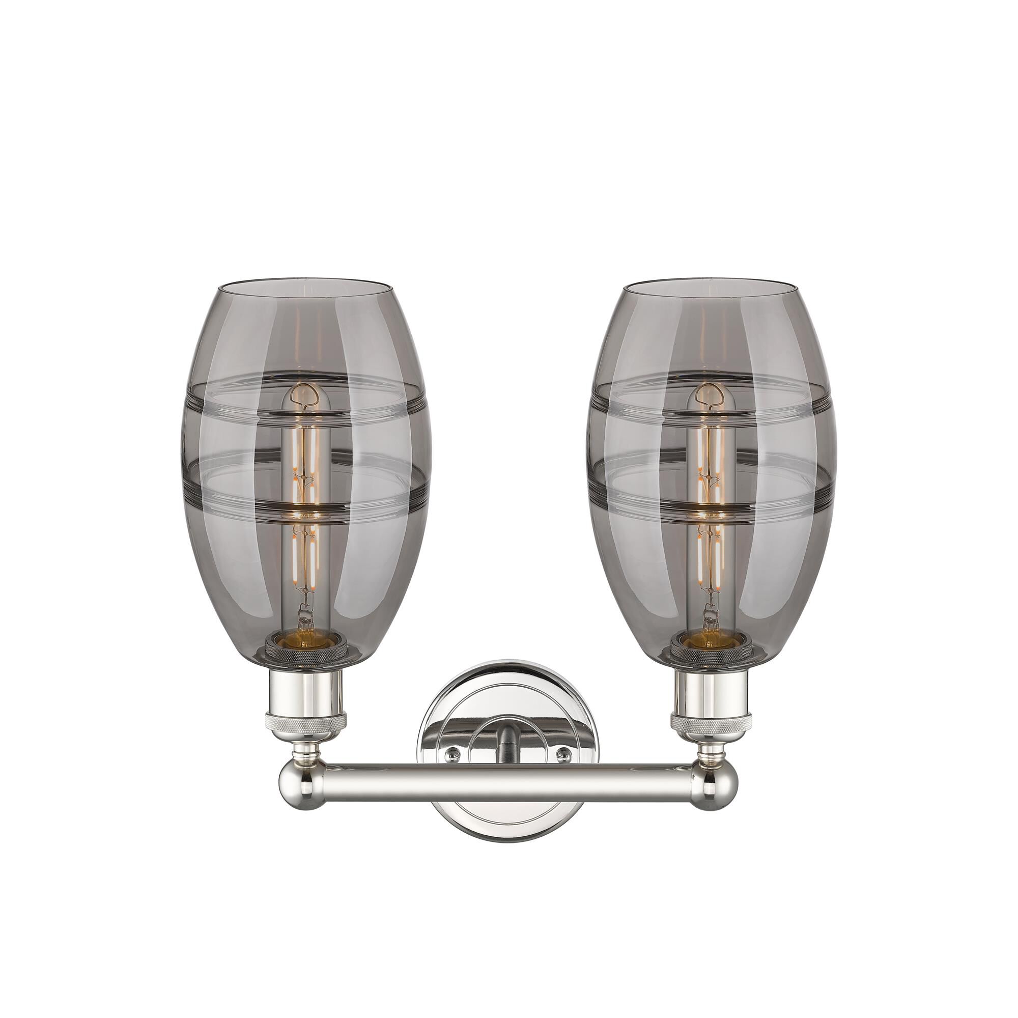 Shown in Polished Nickel finish and Light Smoke glass
