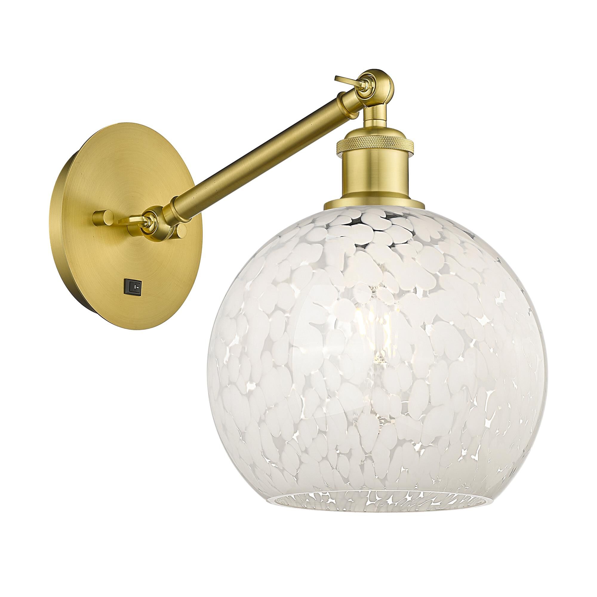 Shown in Satin Gold finish and White Mouchette glass
