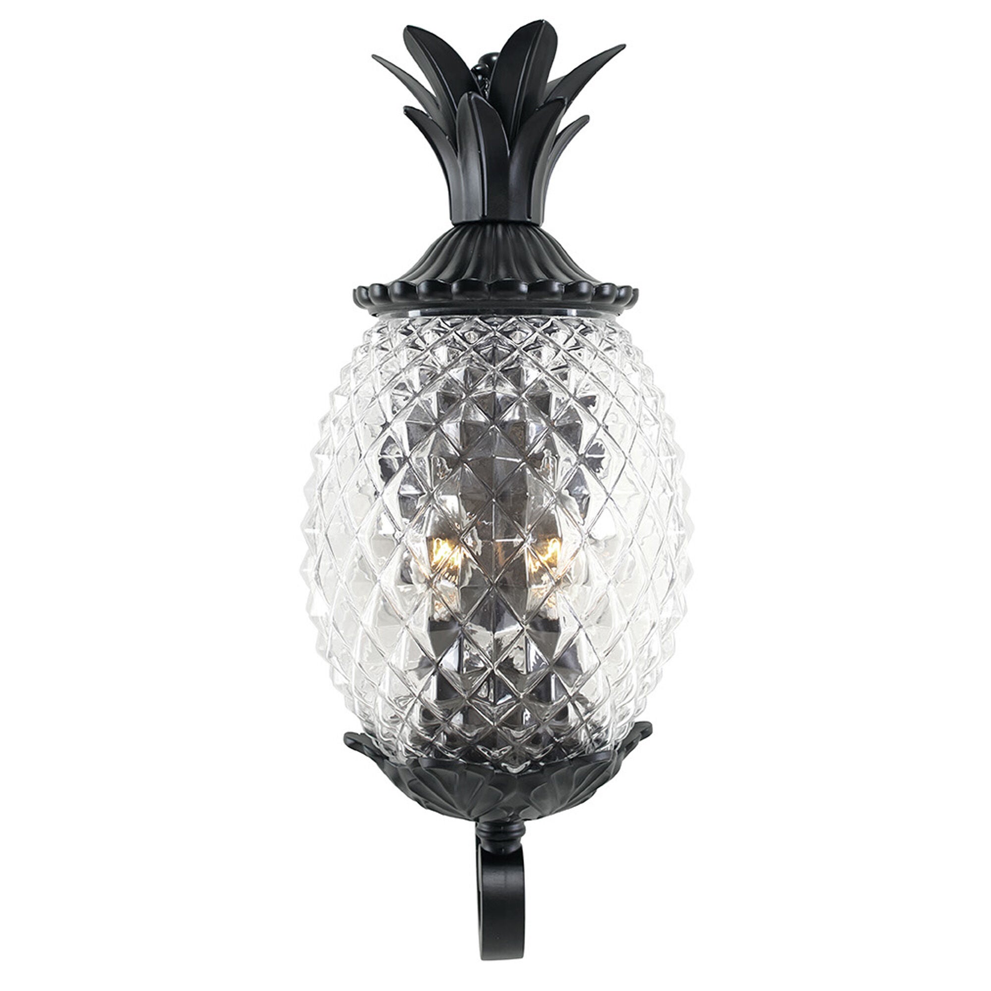 Shown in Matte Black finish and Clear Pineapple glass