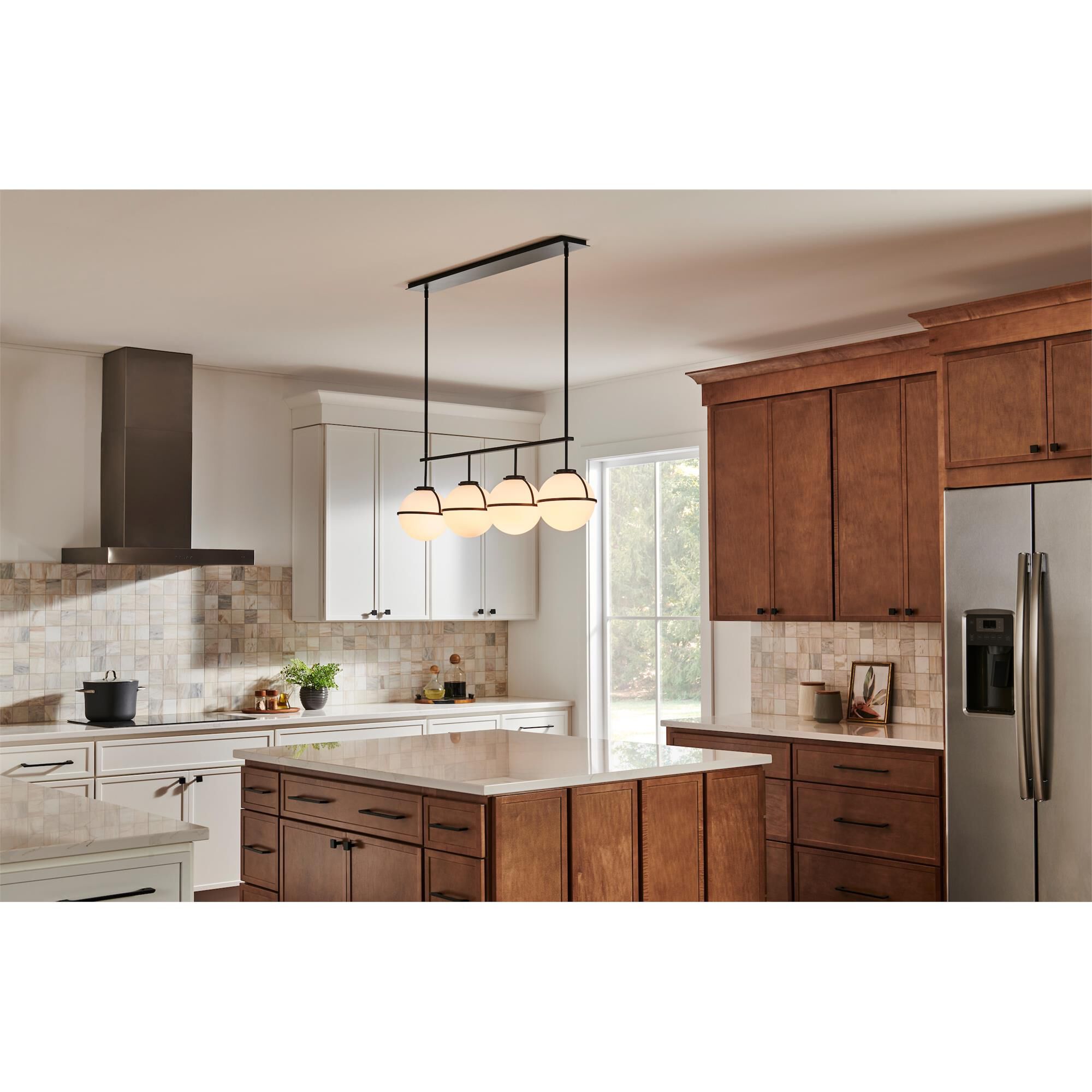 Shown in Black finish and Etched Opal glass