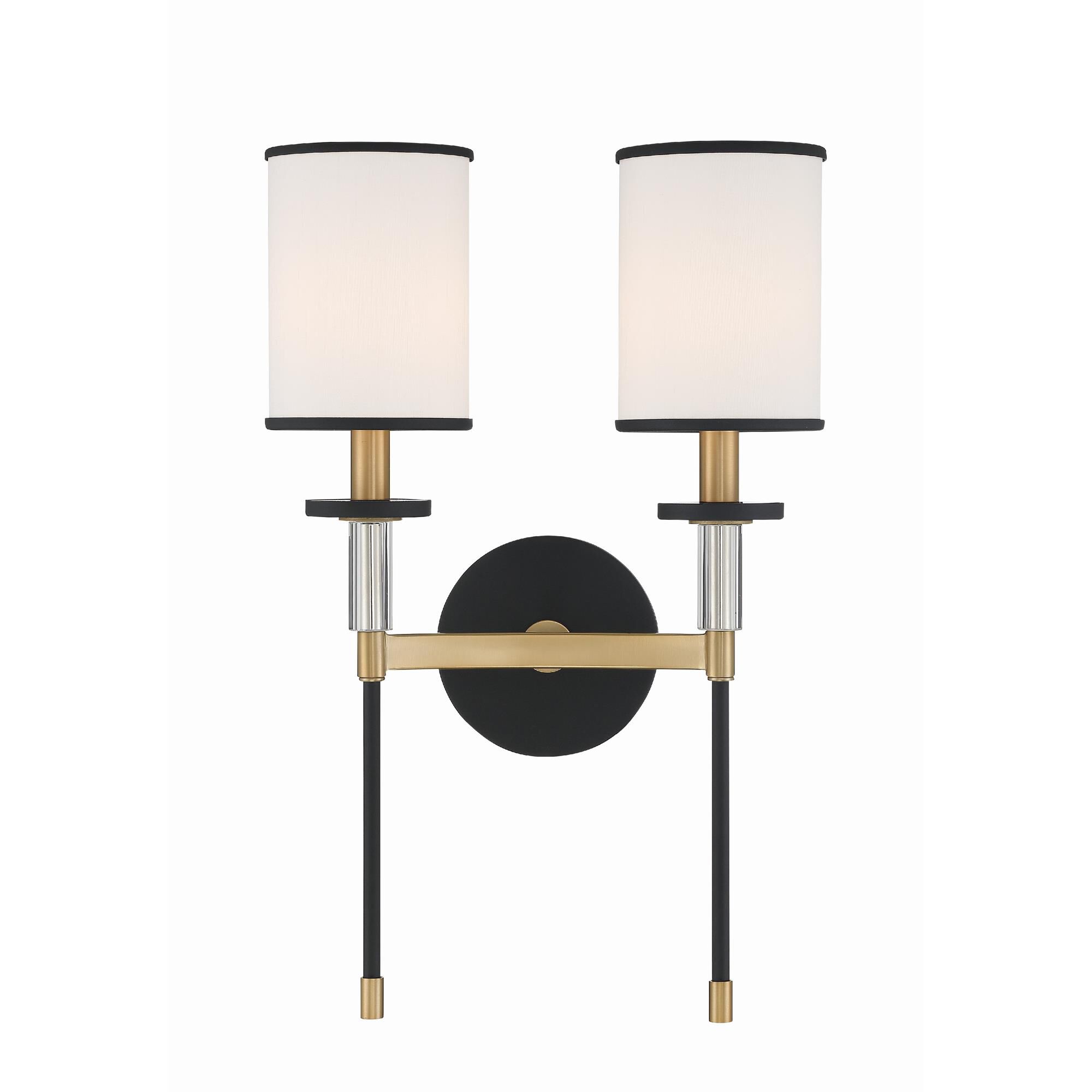 Shown in Black Forged + Vibrant Gold finish and Accents crystal and Silk glass and Silk shade