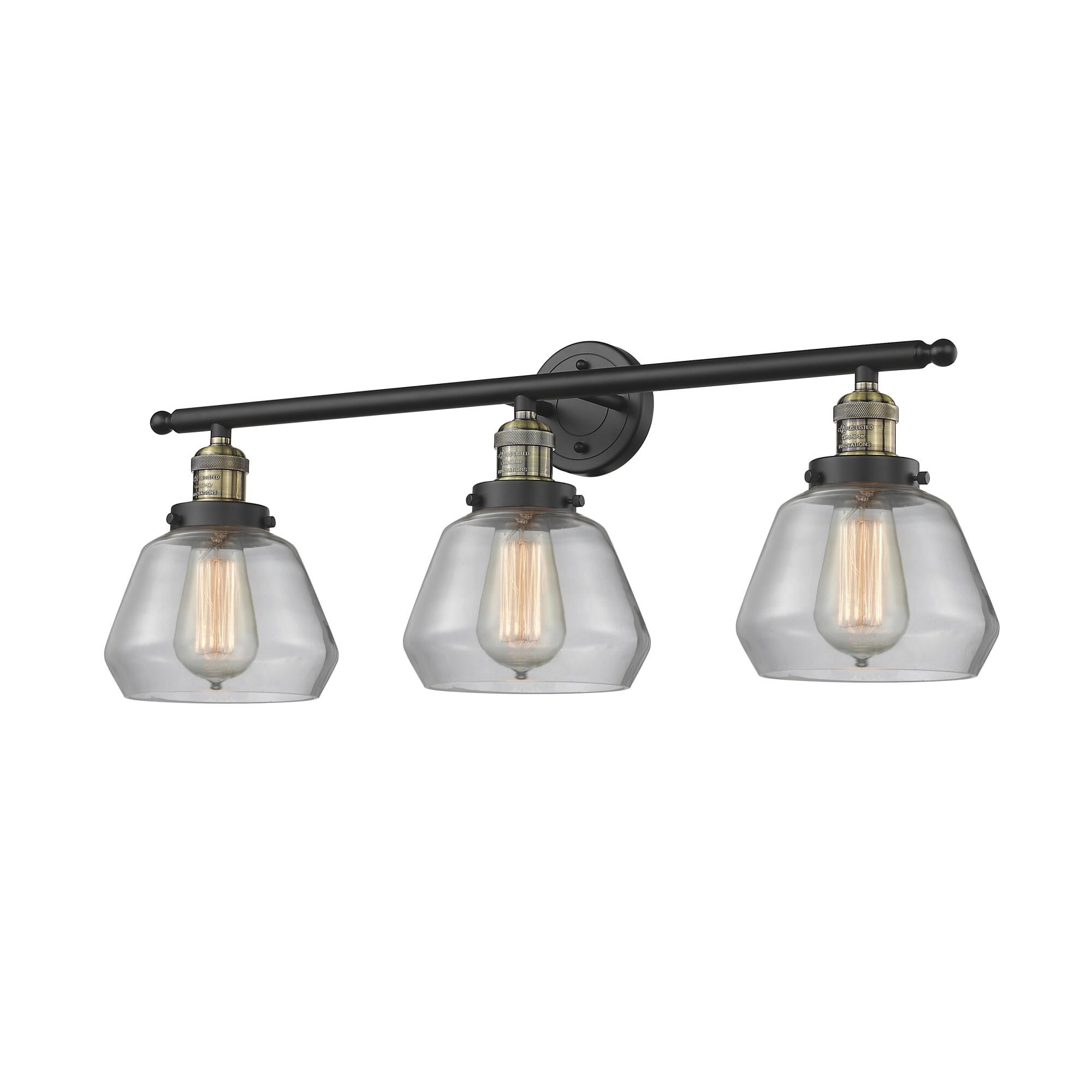 Shown in Black Antique Brass finish and Clear glass