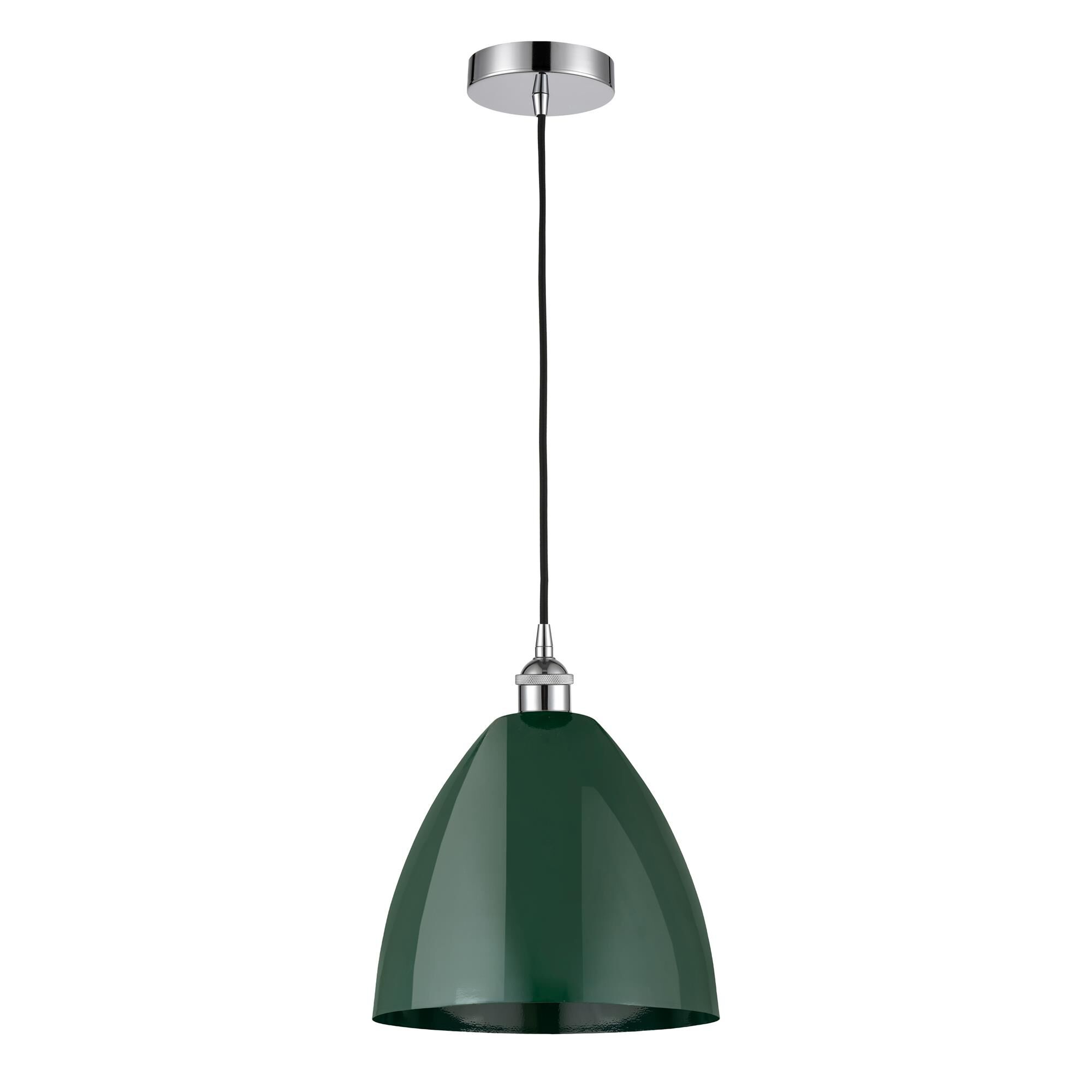 Shown in Polished Chrome finish and Green Plymouth Dome shade