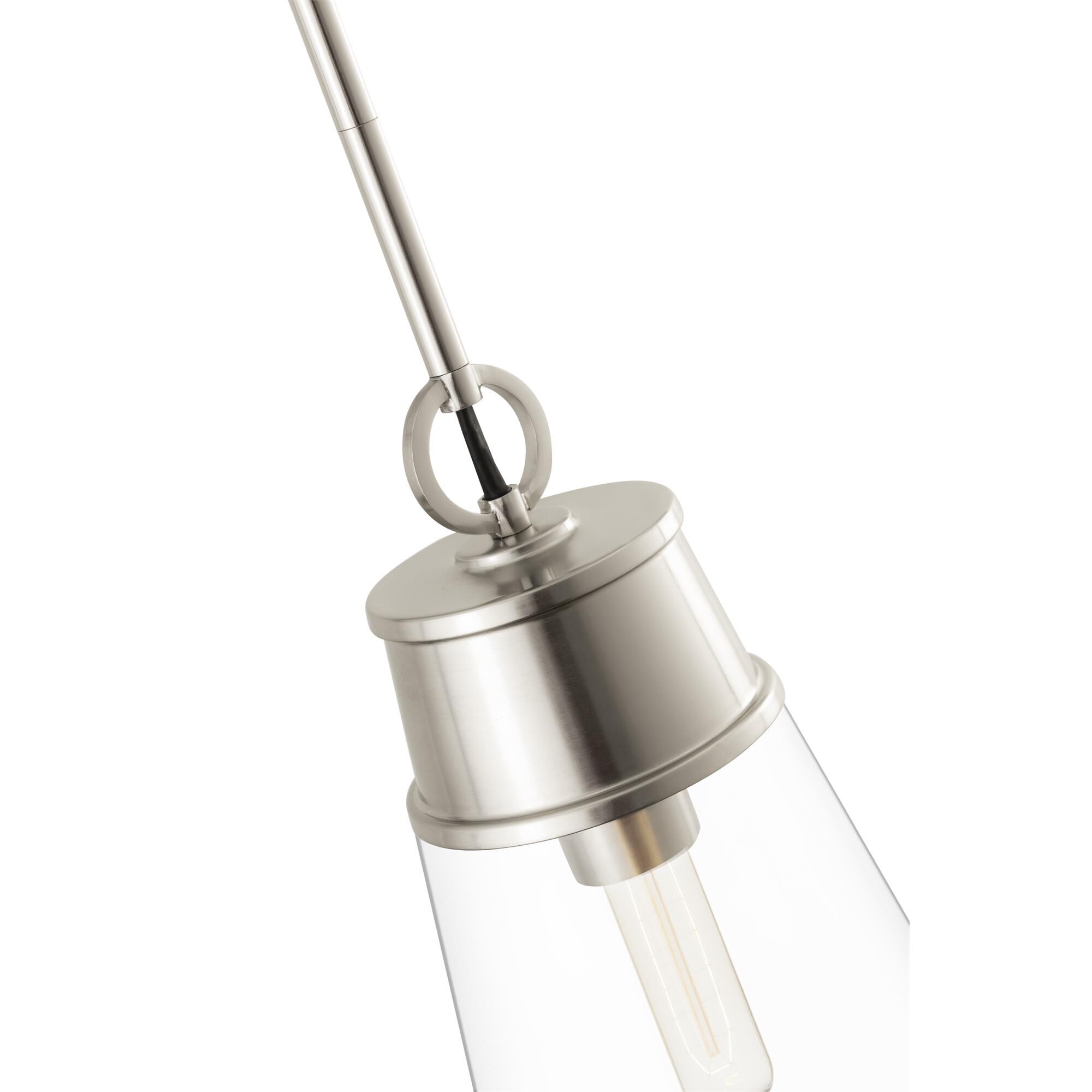 Shown in Brushed Nickel finish and Glass shade