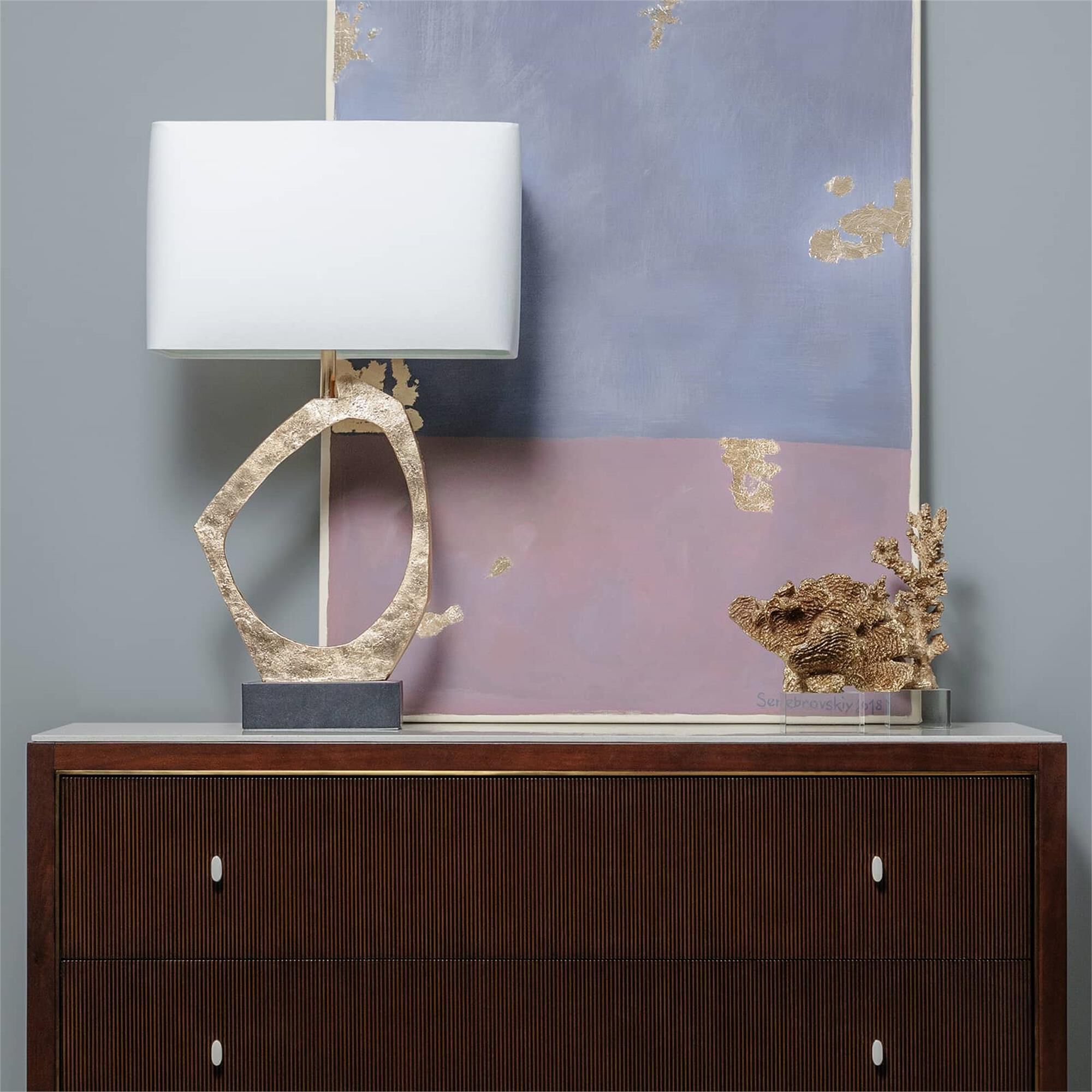 Shown in Gold Leaf finish and Linen shade