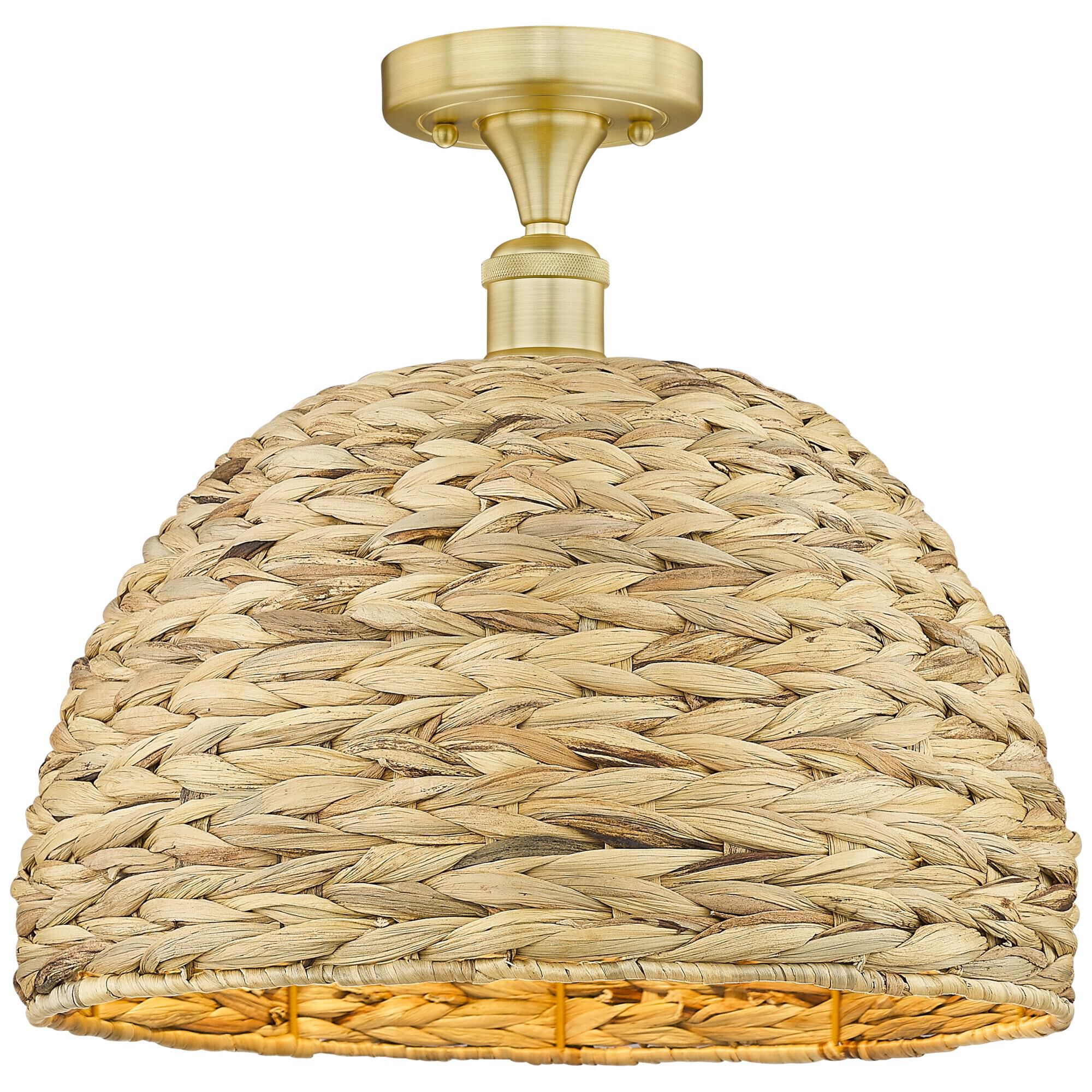 Bruno Marashlian Woven Rattan 16 Inch Semi Flush Mount by Innovations Lighting