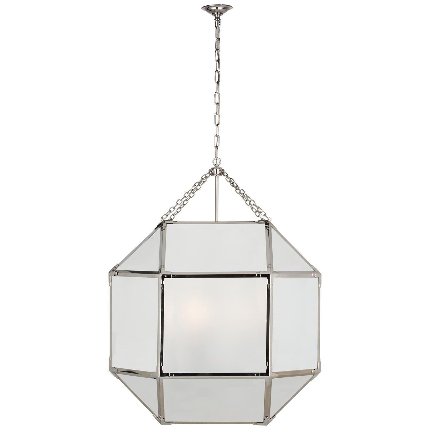Shown in Polished Nickel finish and Frosted Glass shade