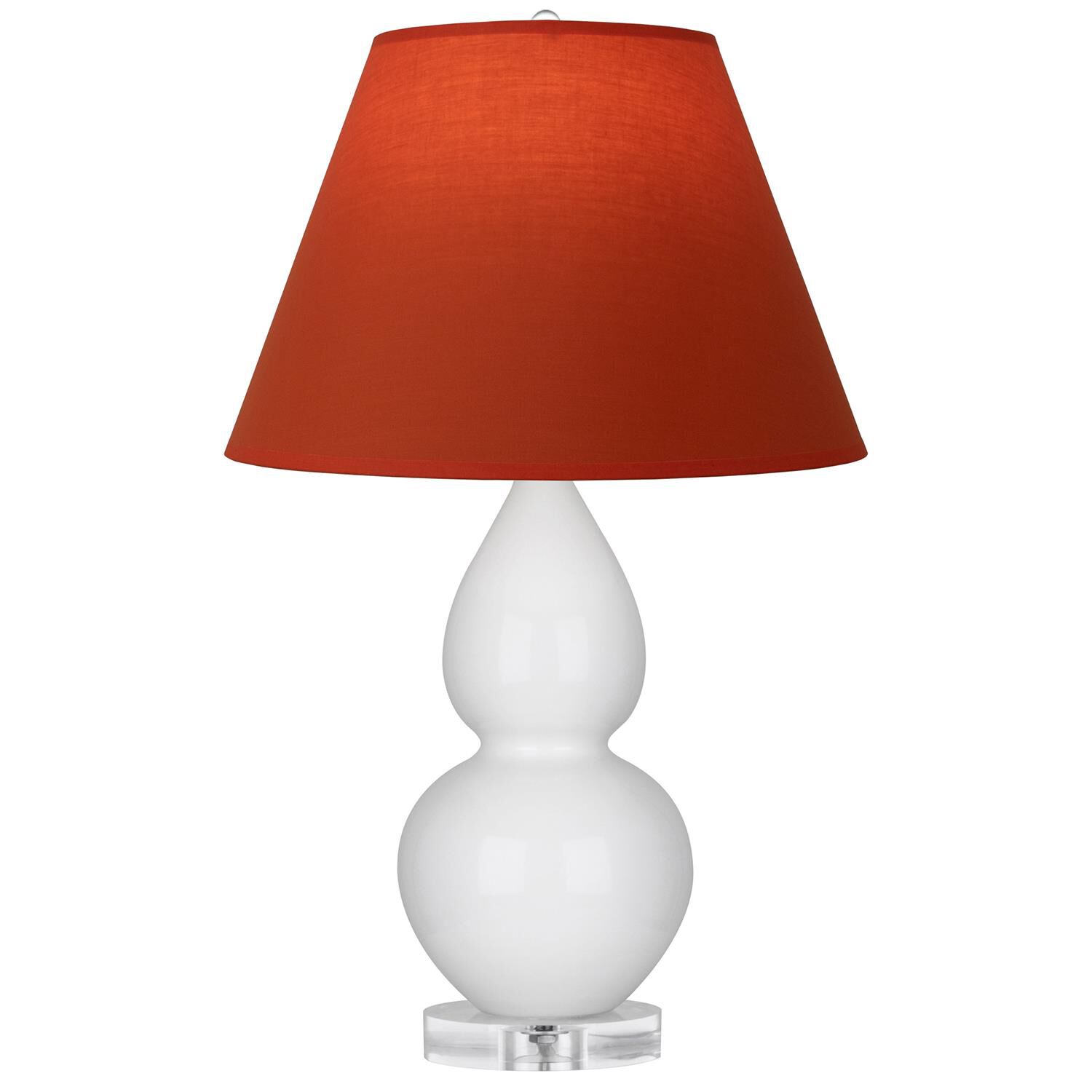 Shown in Lily finish and Tangerine and Taupe Lining shade and Lucite accent
